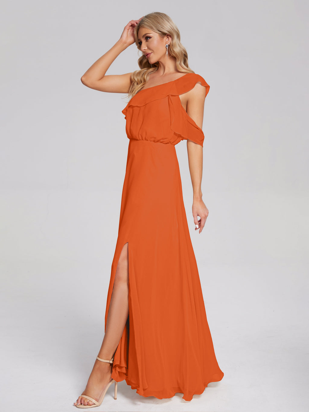 Paislee One Shoulder Ruffles Chiffon Bridesmaid Dress