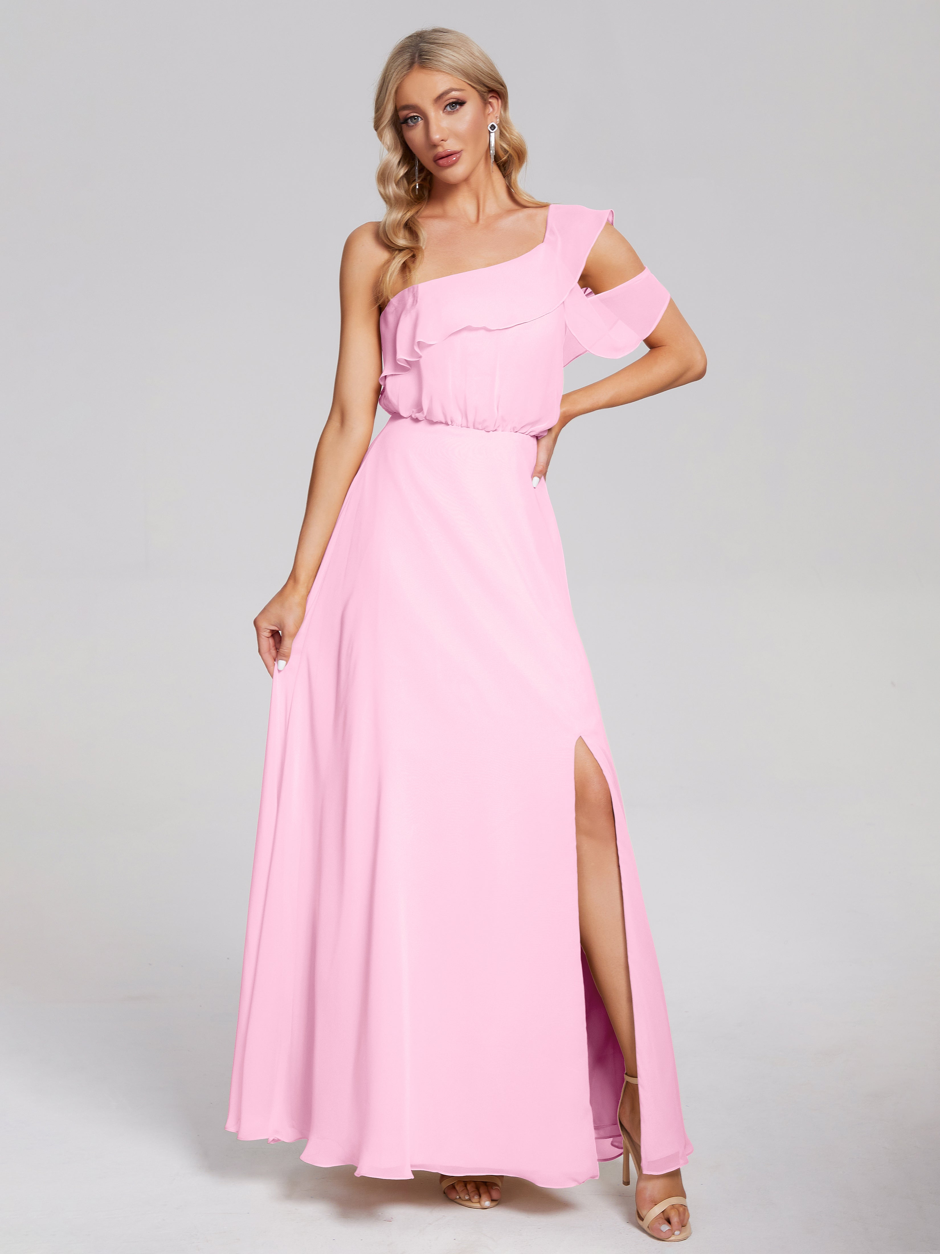 Paislee One Shoulder Ruffles Chiffon Bridesmaid Dress