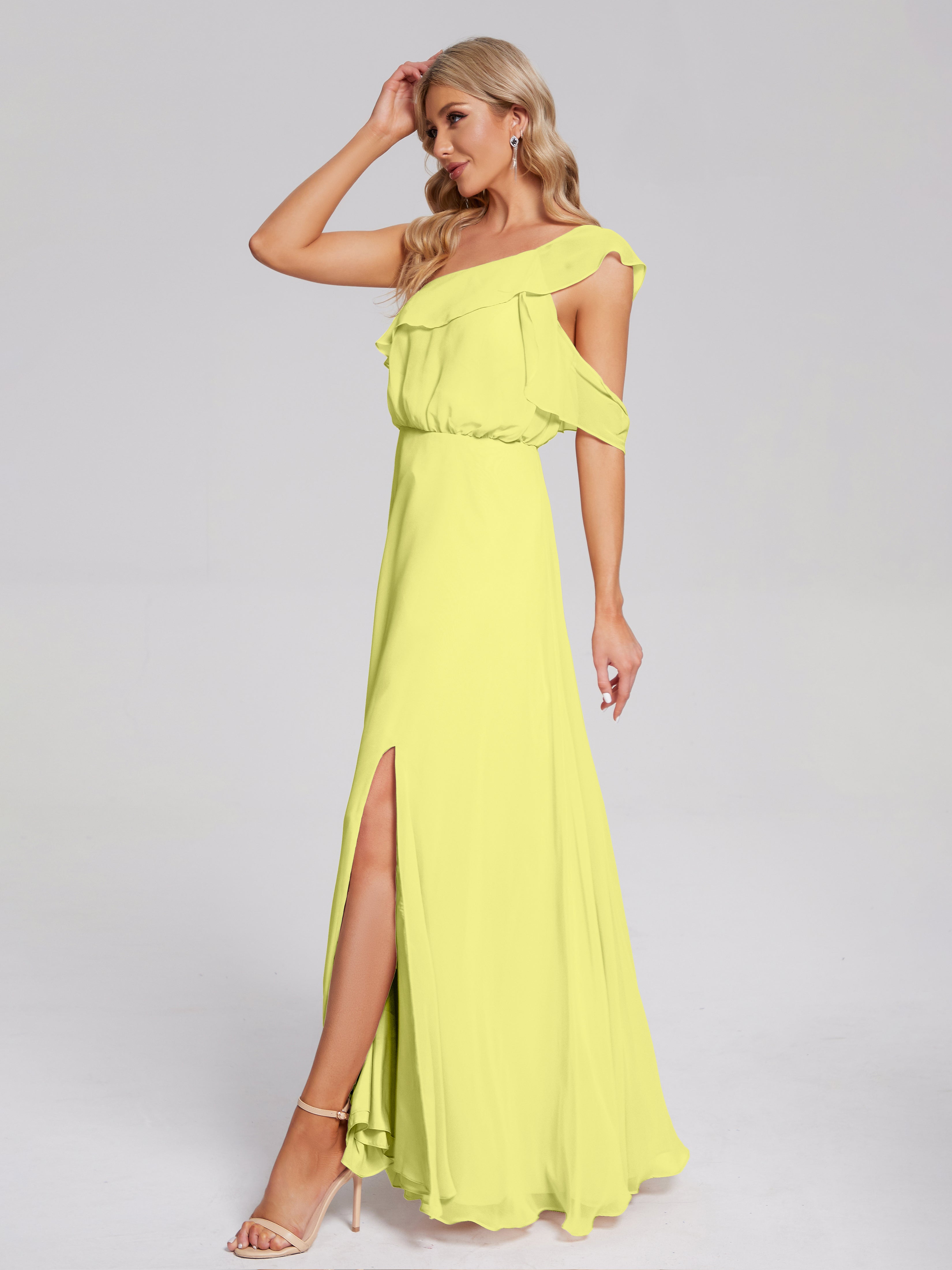 Paislee One Shoulder Ruffles Chiffon Bridesmaid Dress