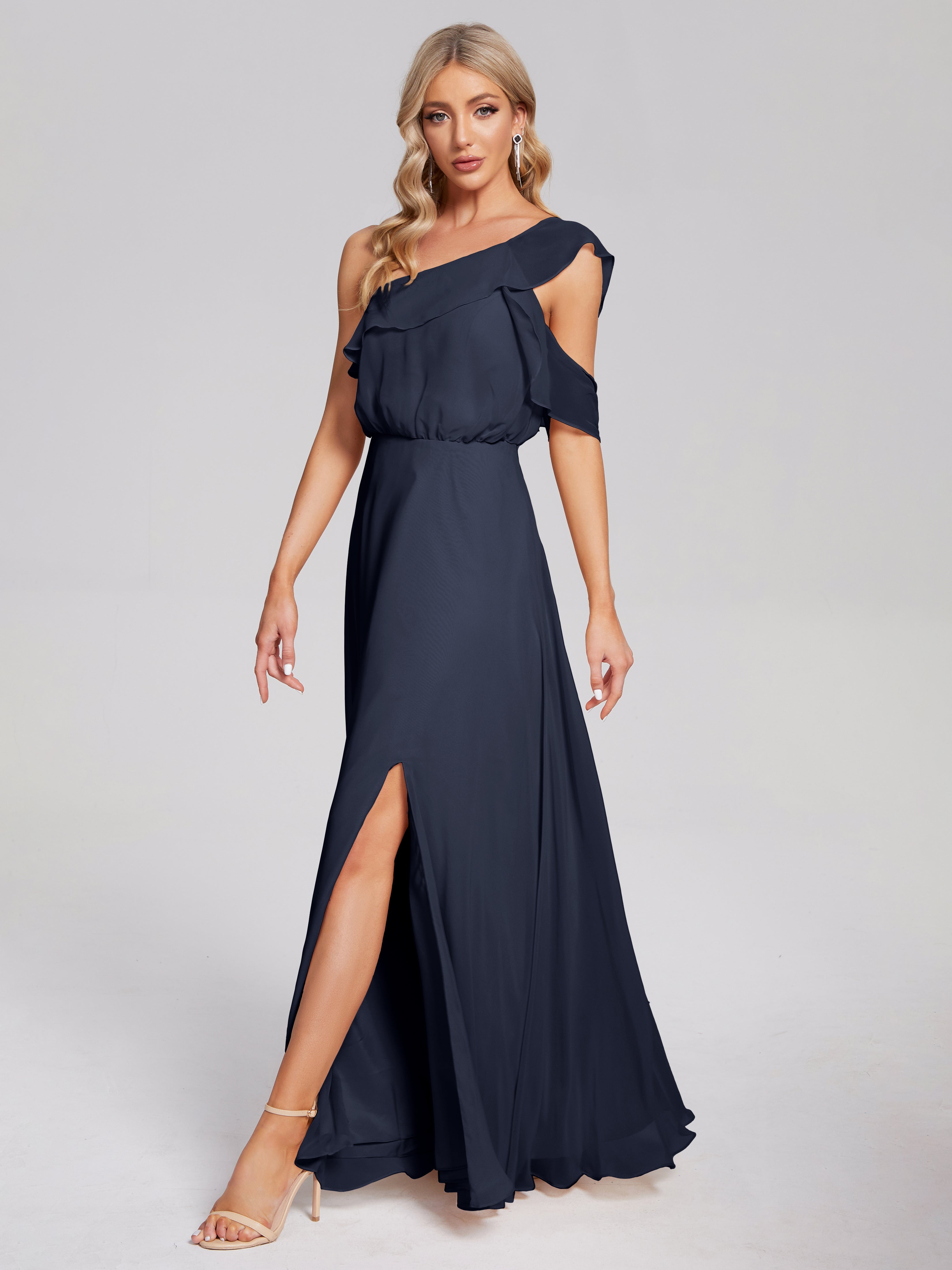 Paislee One Shoulder Ruffles Chiffon Bridesmaid Dress