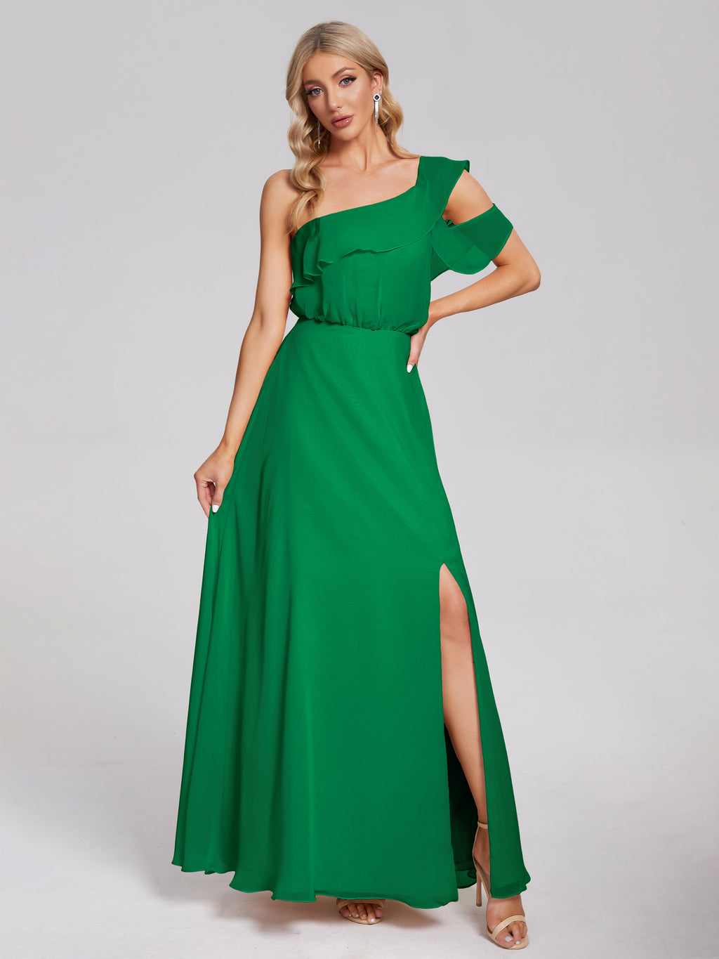 Paislee One Shoulder Ruffles Chiffon Bridesmaid Dress