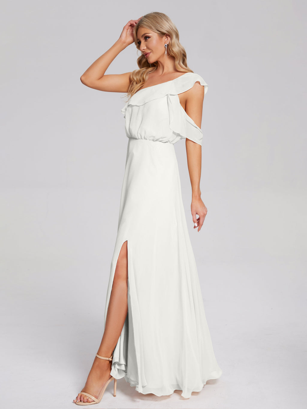 Paislee One Shoulder Ruffles Chiffon Bridesmaid Dress