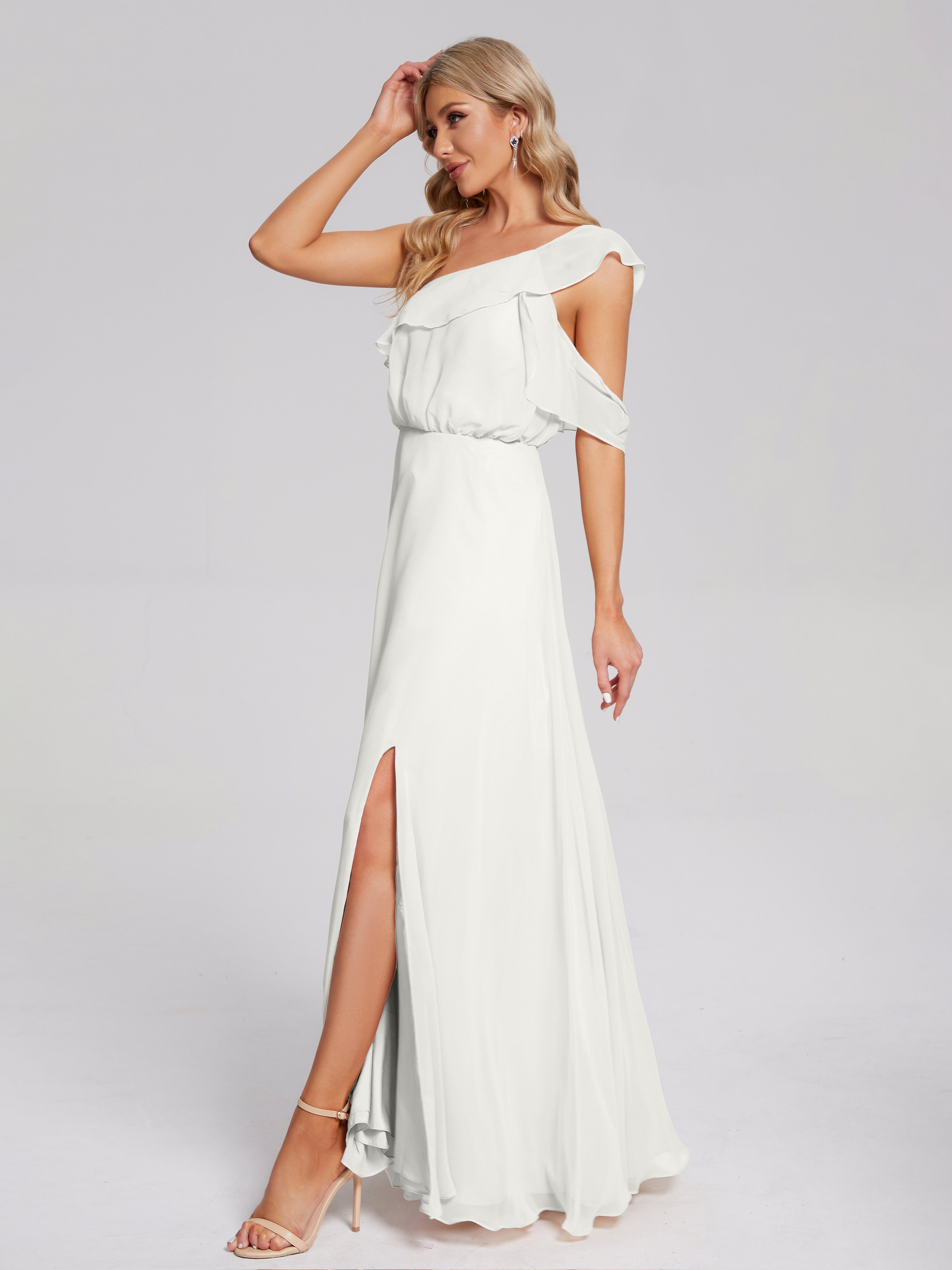 Paislee One Shoulder Ruffles Chiffon Bridesmaid Dress