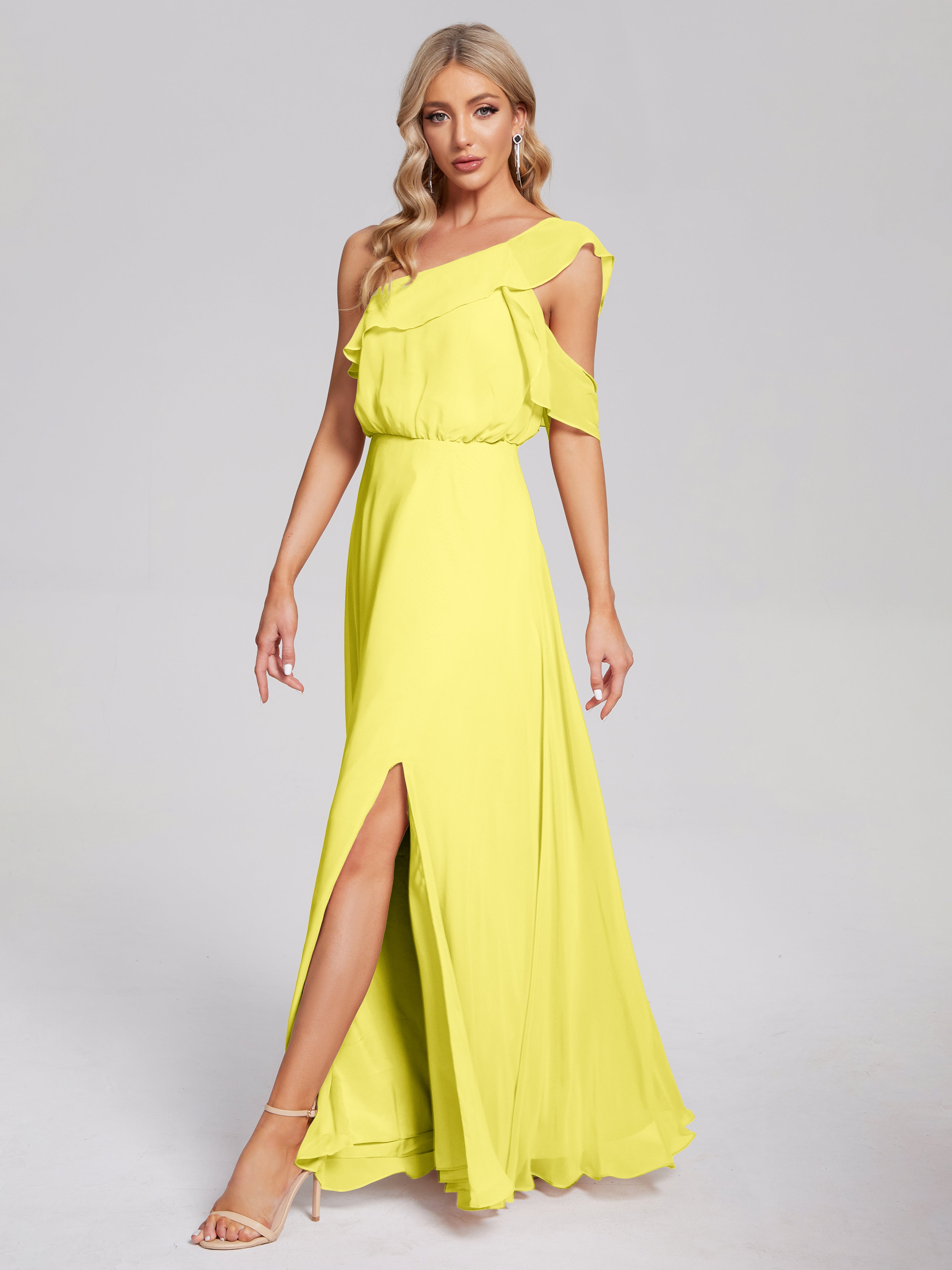 Paislee One Shoulder Ruffles Chiffon Bridesmaid Dress
