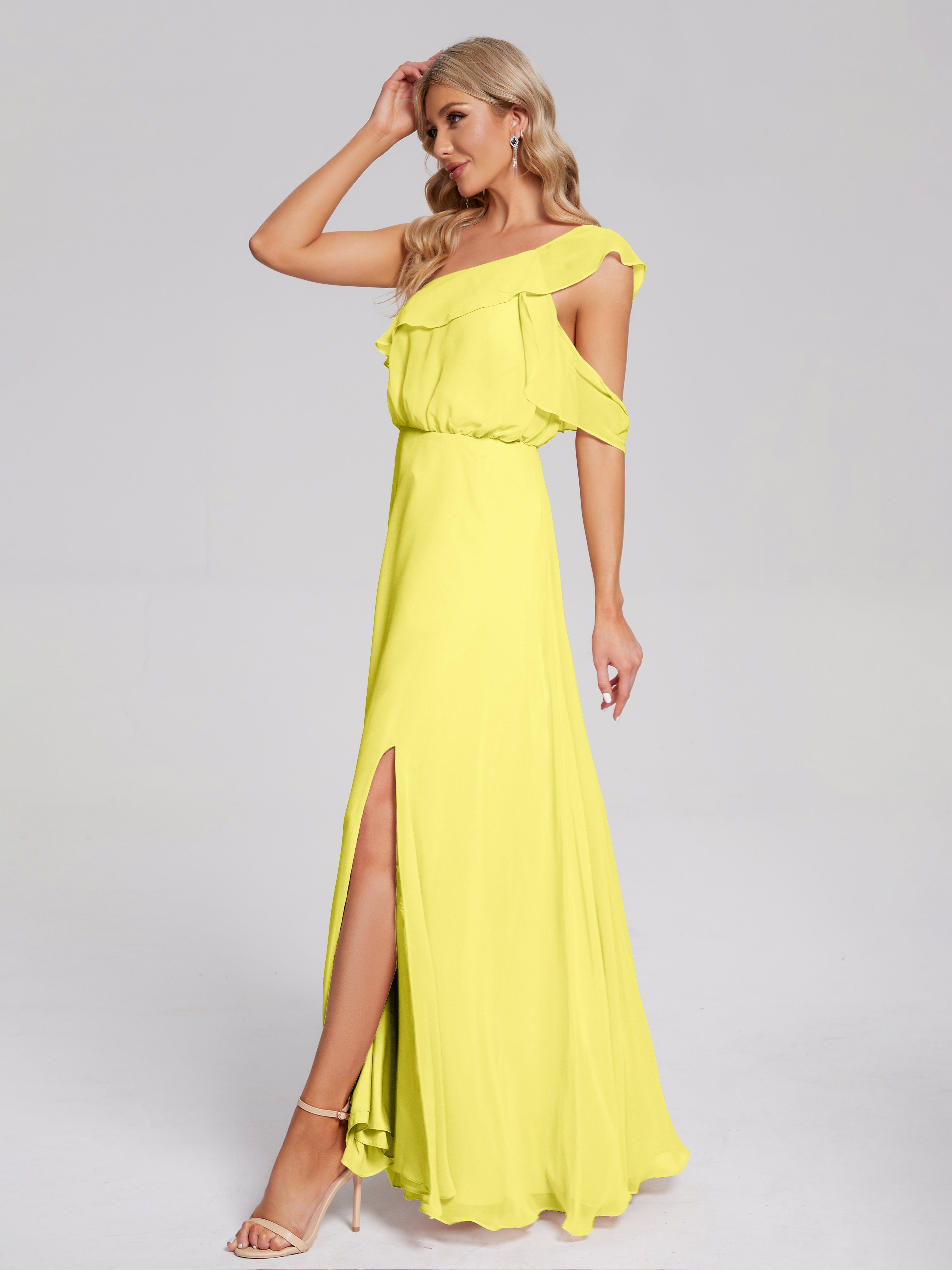 Paislee One Shoulder Ruffles Chiffon Bridesmaid Dress