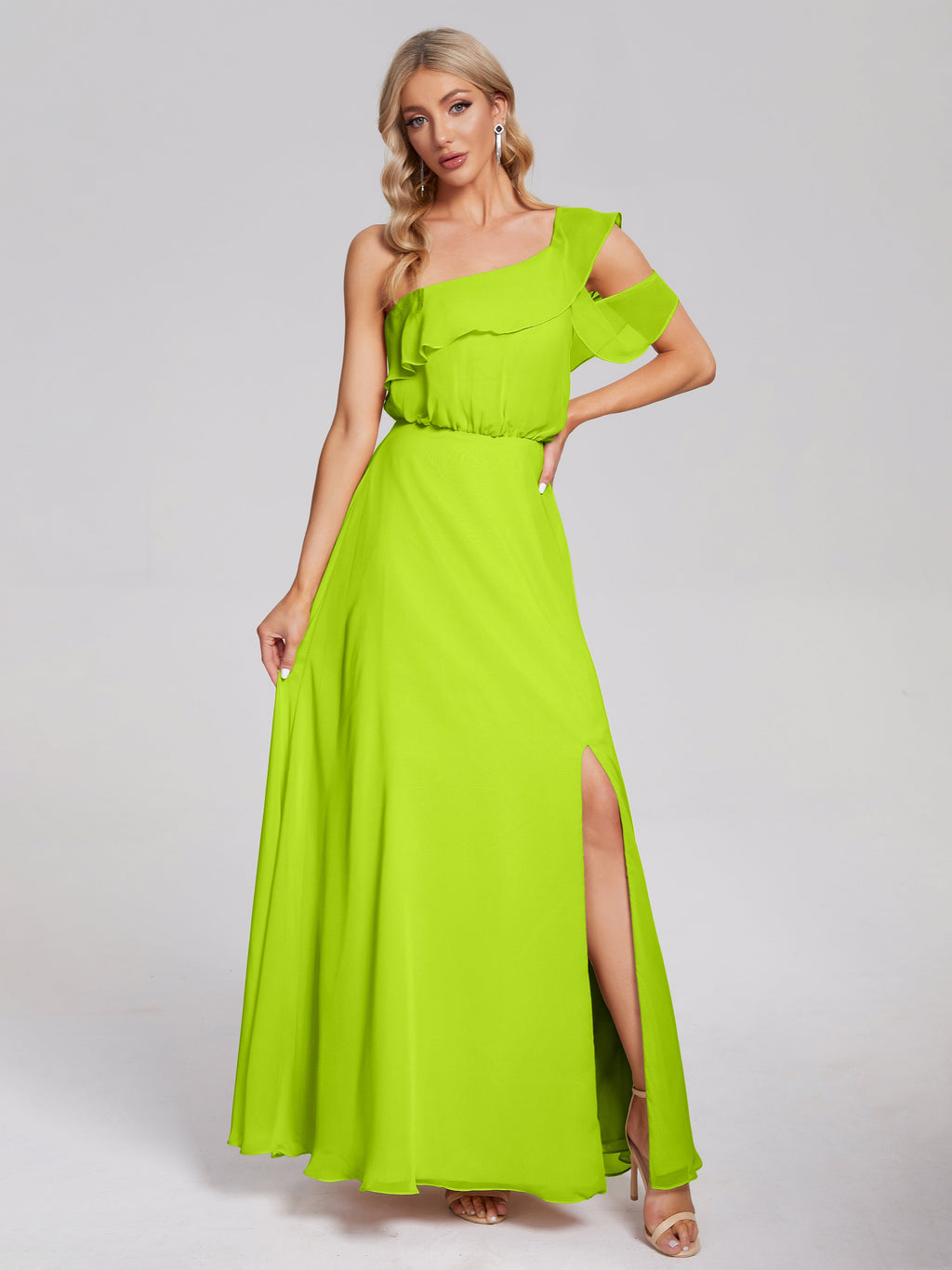 Paislee One Shoulder Ruffles Chiffon Bridesmaid Dress