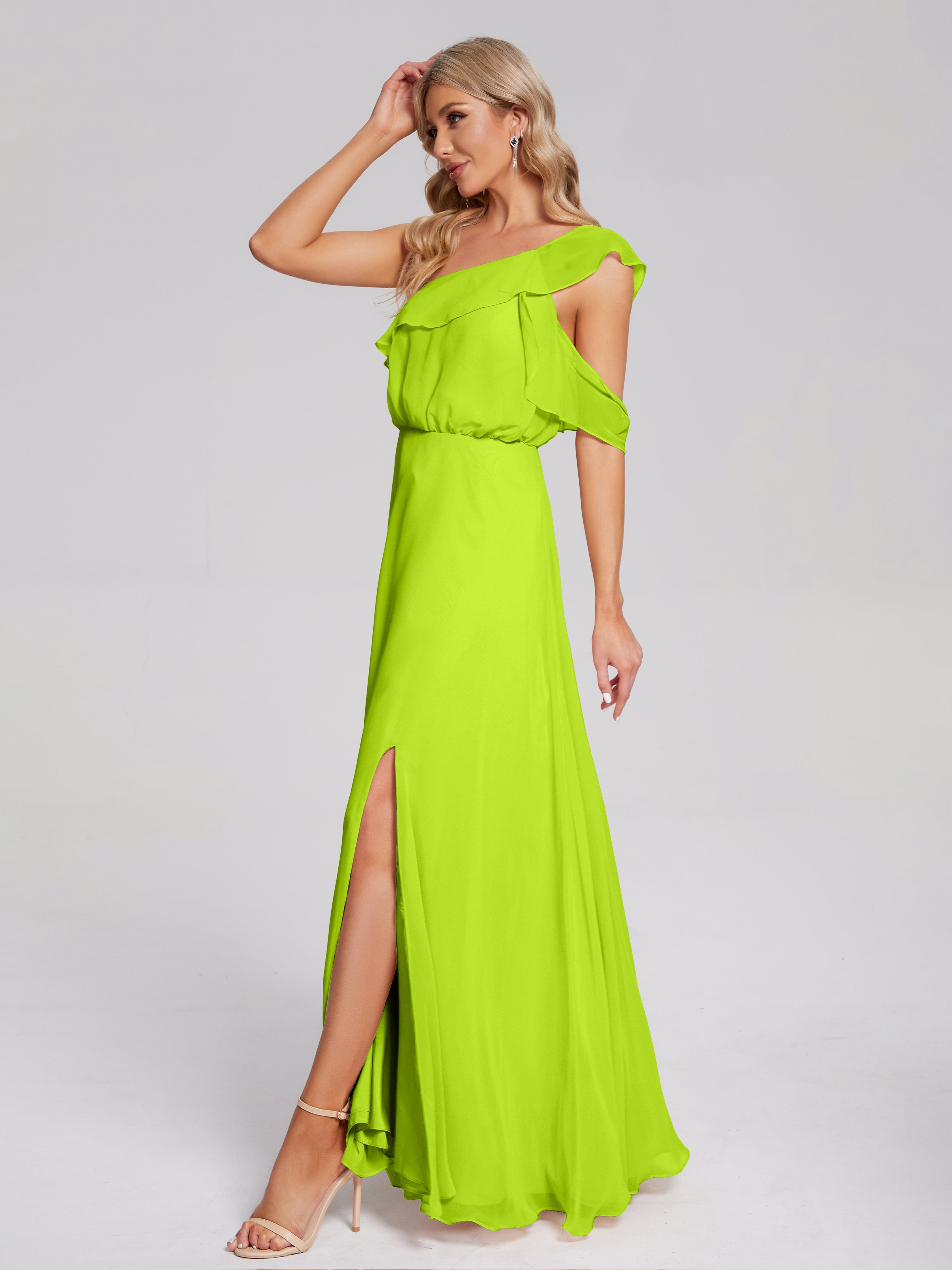 Paislee One Shoulder Ruffles Chiffon Bridesmaid Dress