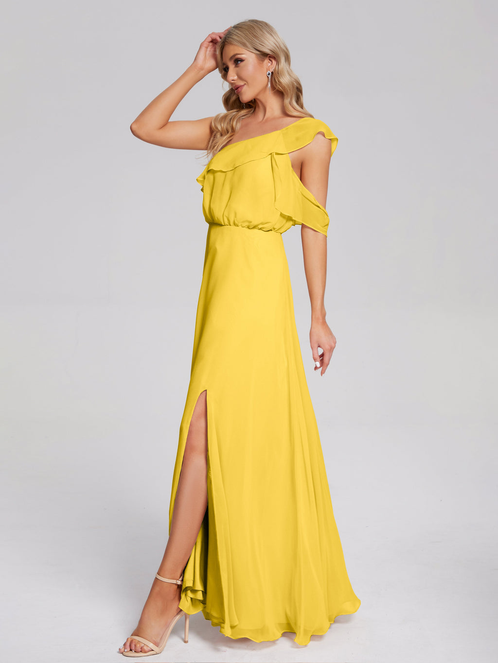 Paislee One Shoulder Ruffles Chiffon Bridesmaid Dress