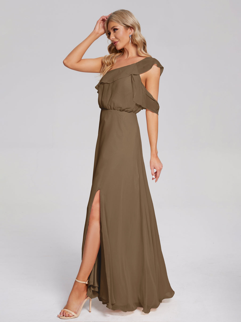 Paislee One Shoulder Ruffles Chiffon Bridesmaid Dress
