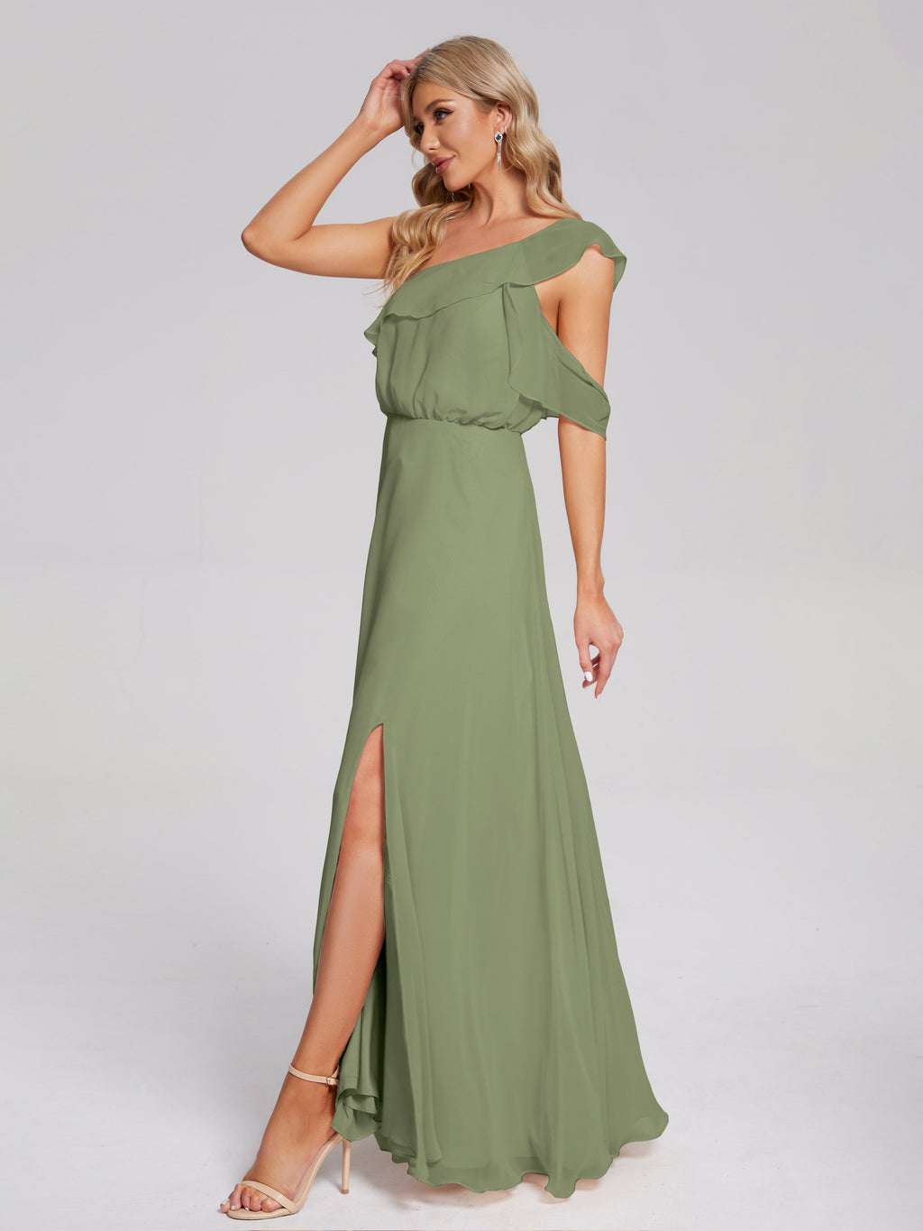 Paislee One Shoulder Ruffles Chiffon Bridesmaid Dress
