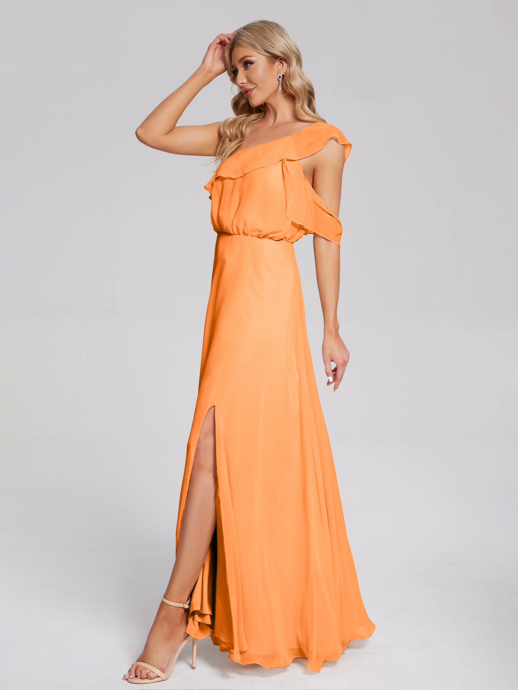 Paislee One Shoulder Ruffles Chiffon Bridesmaid Dress