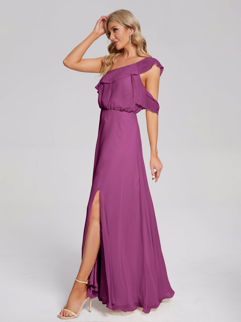 Paislee One Shoulder Ruffles Chiffon Bridesmaid Dress
