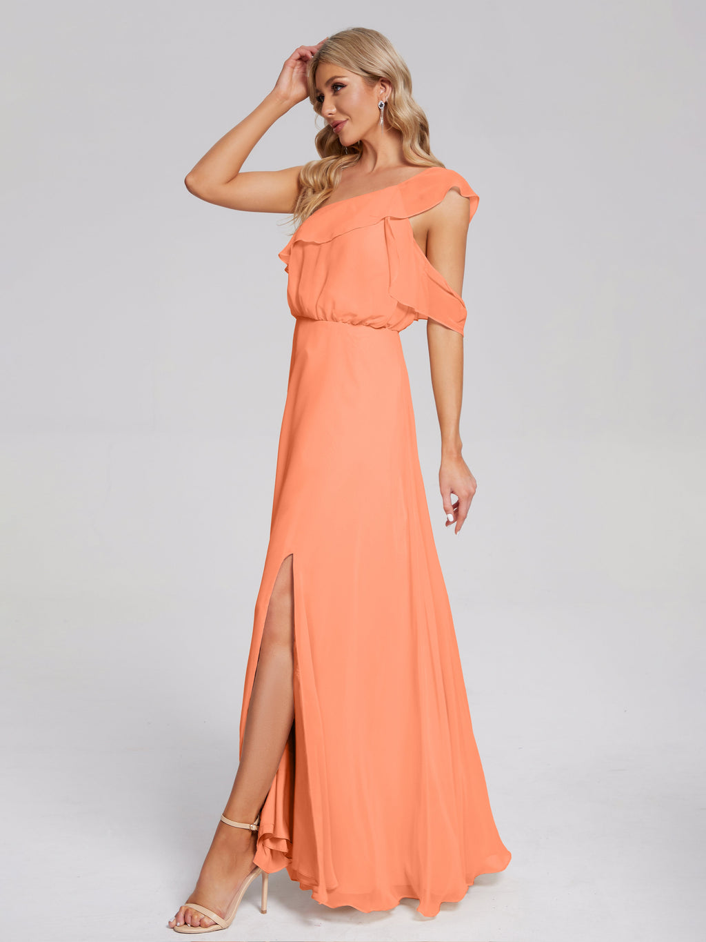 Paislee One Shoulder Ruffles Chiffon Bridesmaid Dress