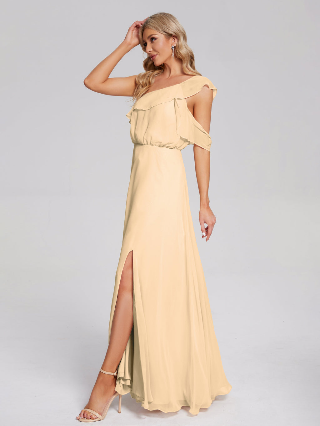 Paislee One Shoulder Ruffles Chiffon Bridesmaid Dress