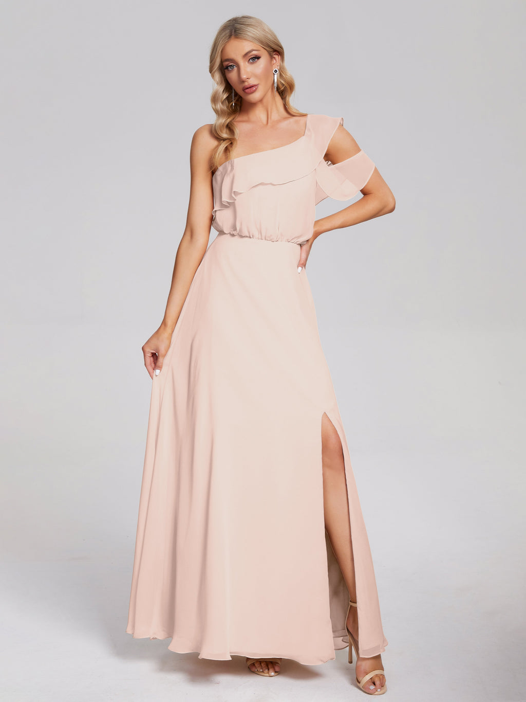 Paislee One Shoulder Ruffles Chiffon Bridesmaid Dress