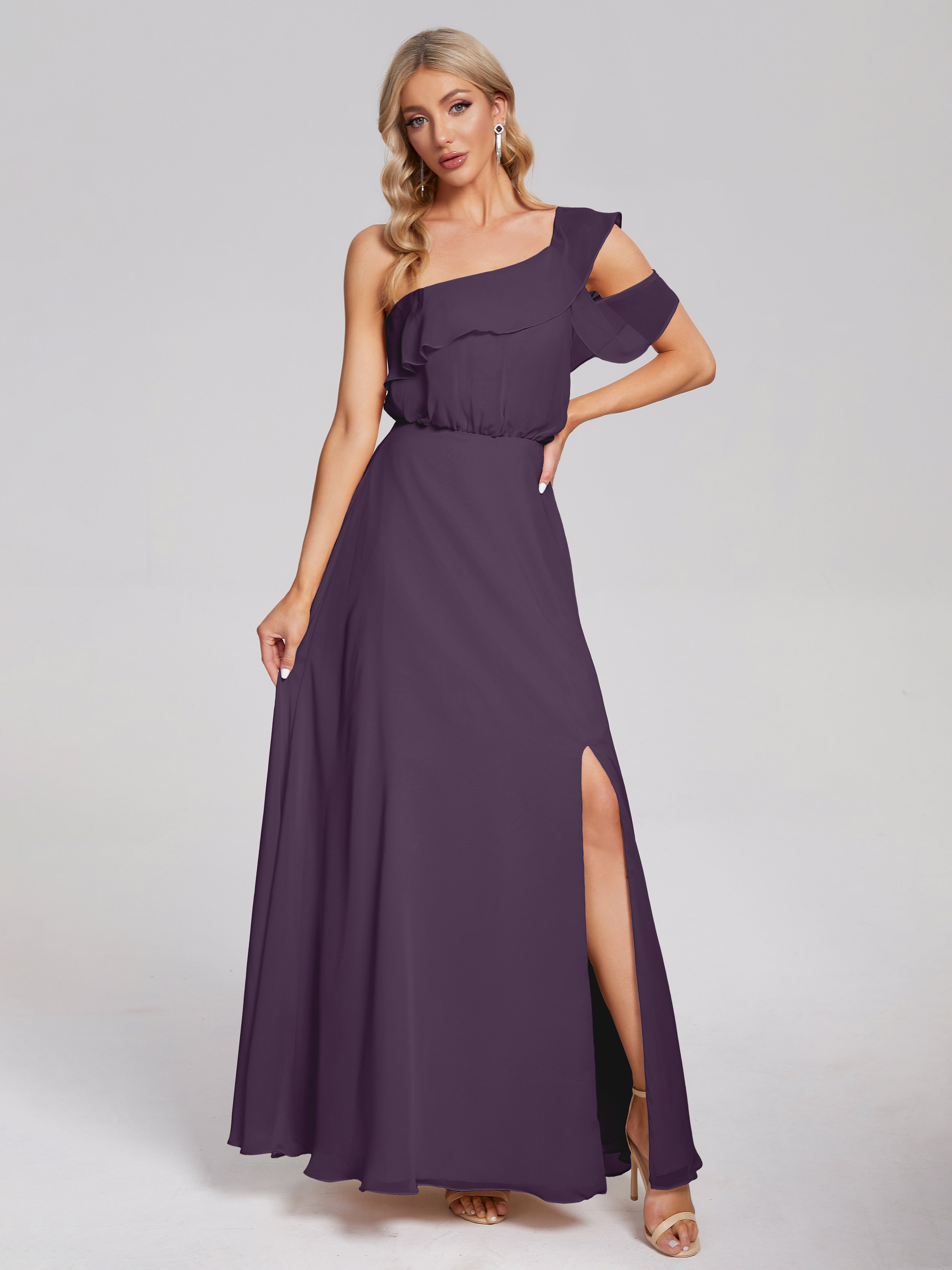 Paislee One Shoulder Ruffles Chiffon Bridesmaid Dress