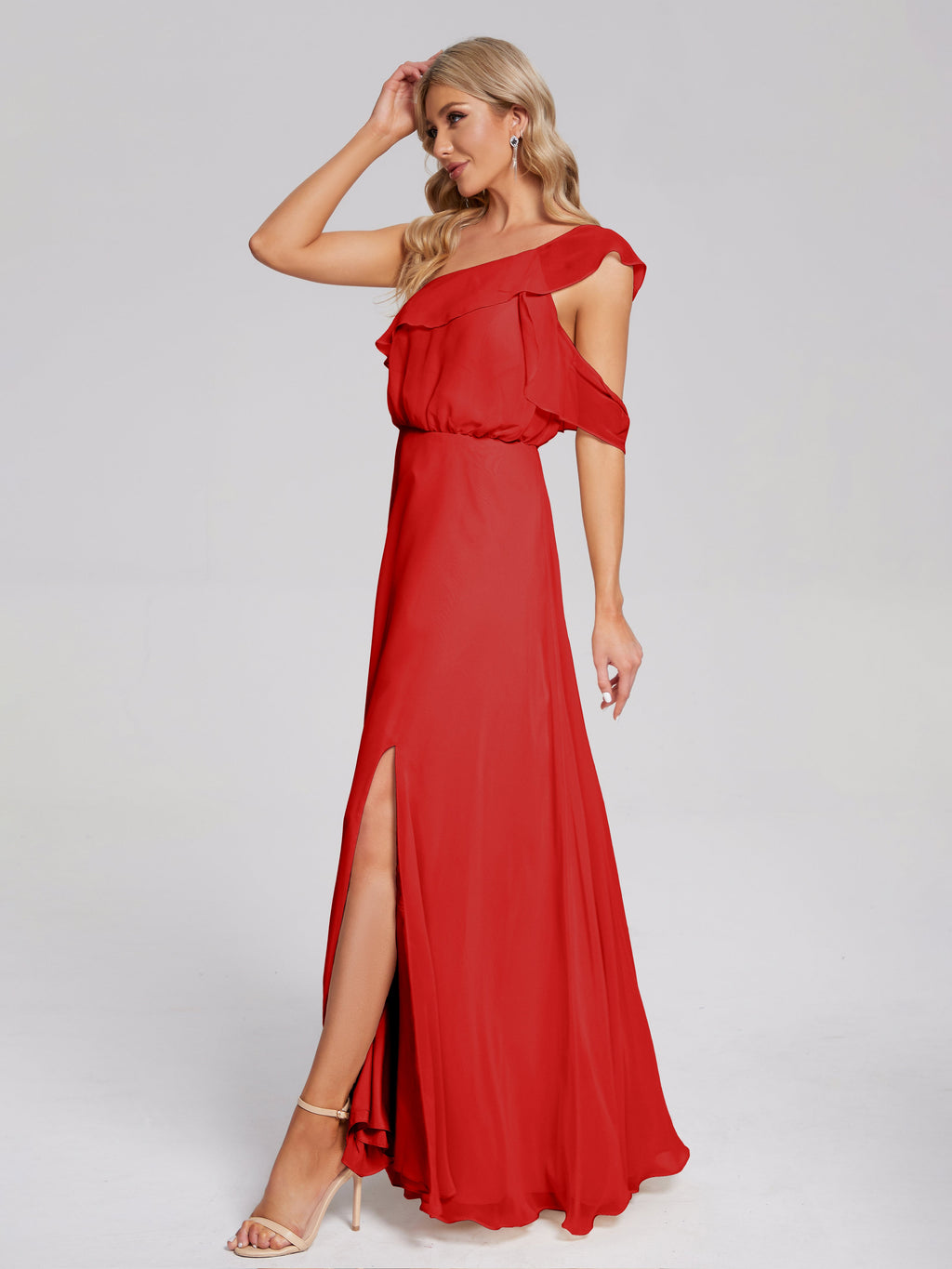 Paislee One Shoulder Ruffles Chiffon Bridesmaid Dress