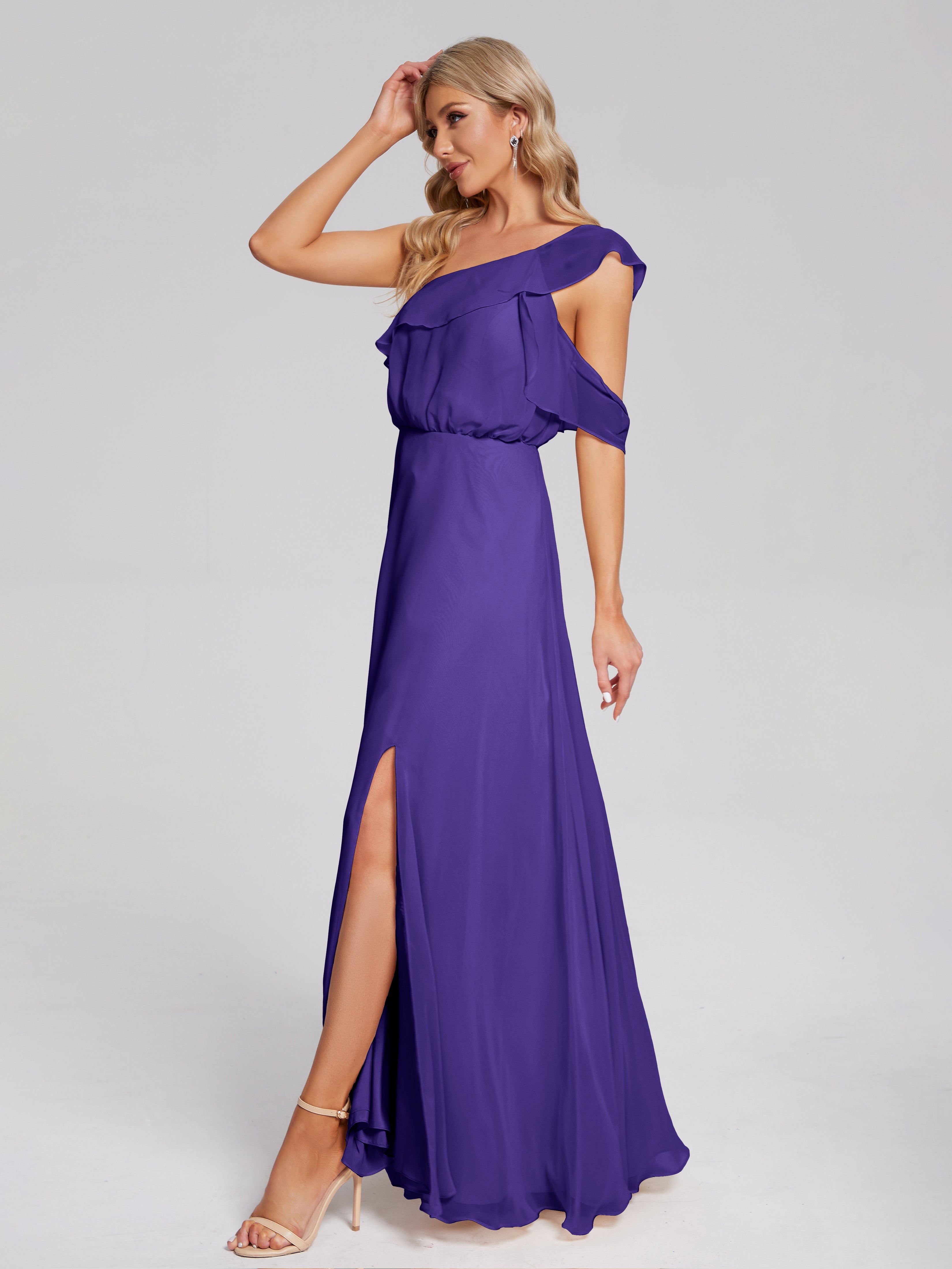 Paislee One Shoulder Ruffles Chiffon Bridesmaid Dress