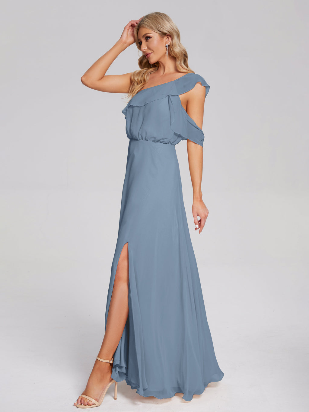Paislee One Shoulder Ruffles Chiffon Bridesmaid Dress