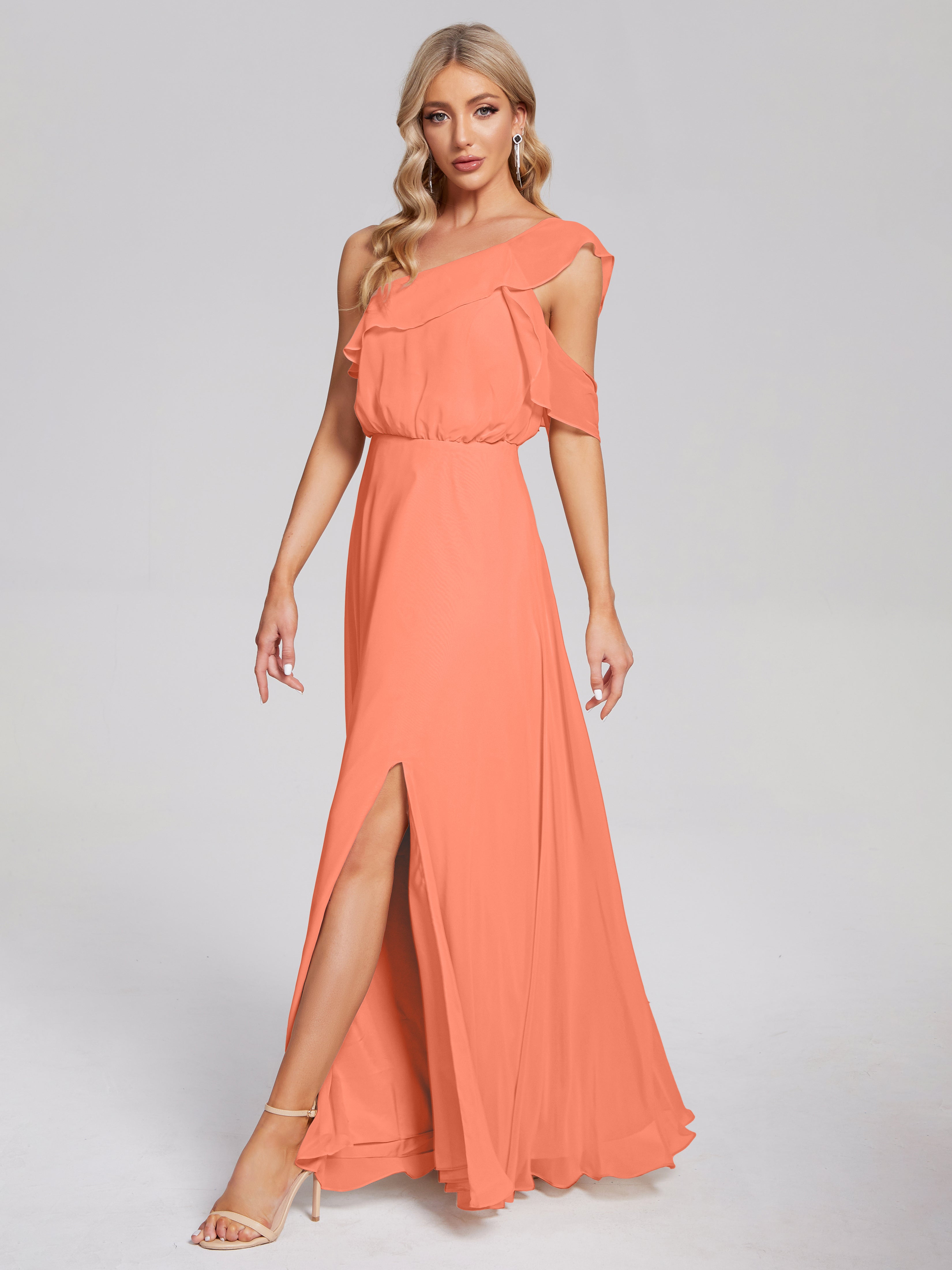 Paislee One Shoulder Ruffles Chiffon Bridesmaid Dress