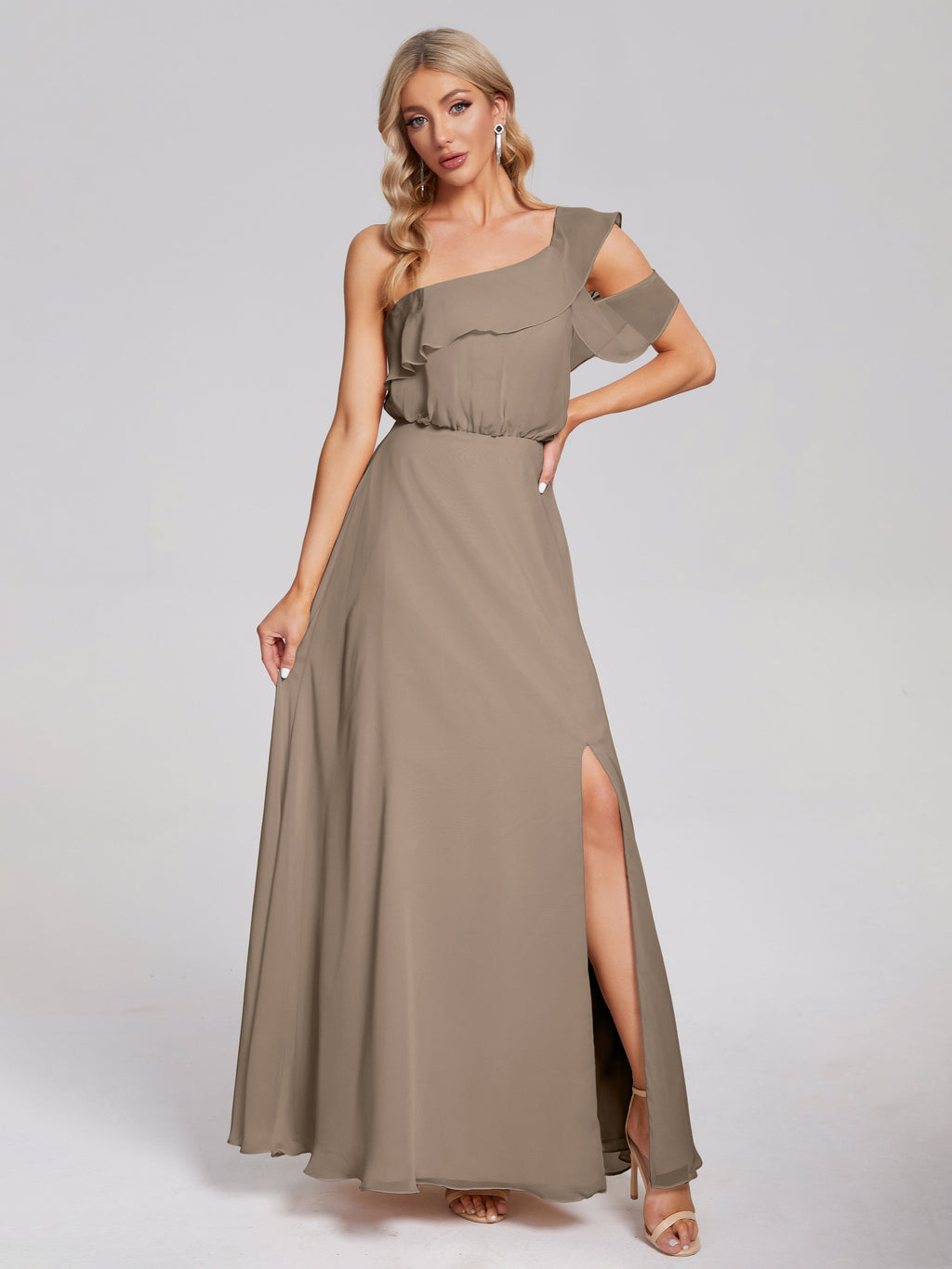 Paislee One Shoulder Ruffles Chiffon Bridesmaid Dress