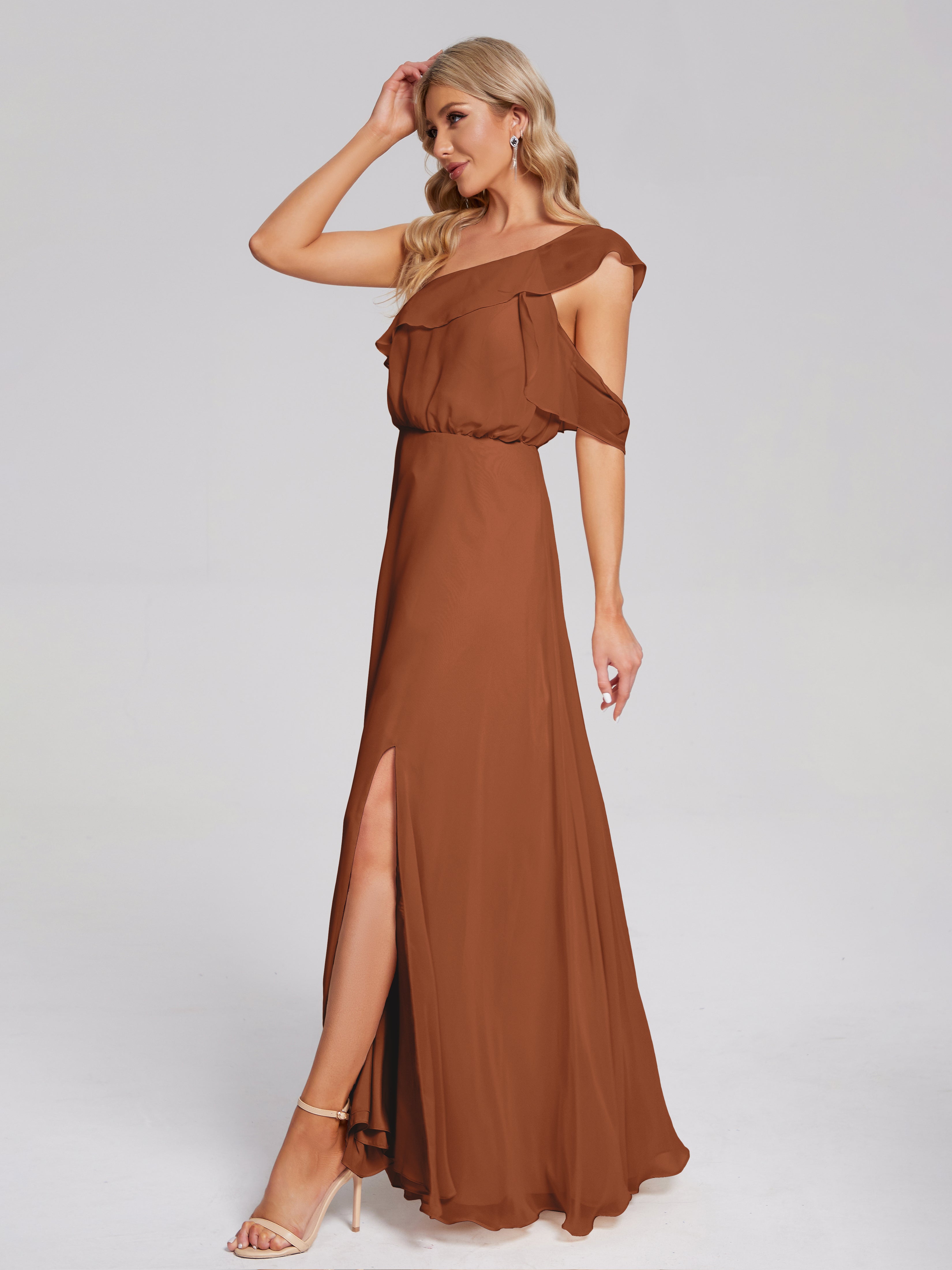 Paislee One Shoulder Ruffles Chiffon Bridesmaid Dress