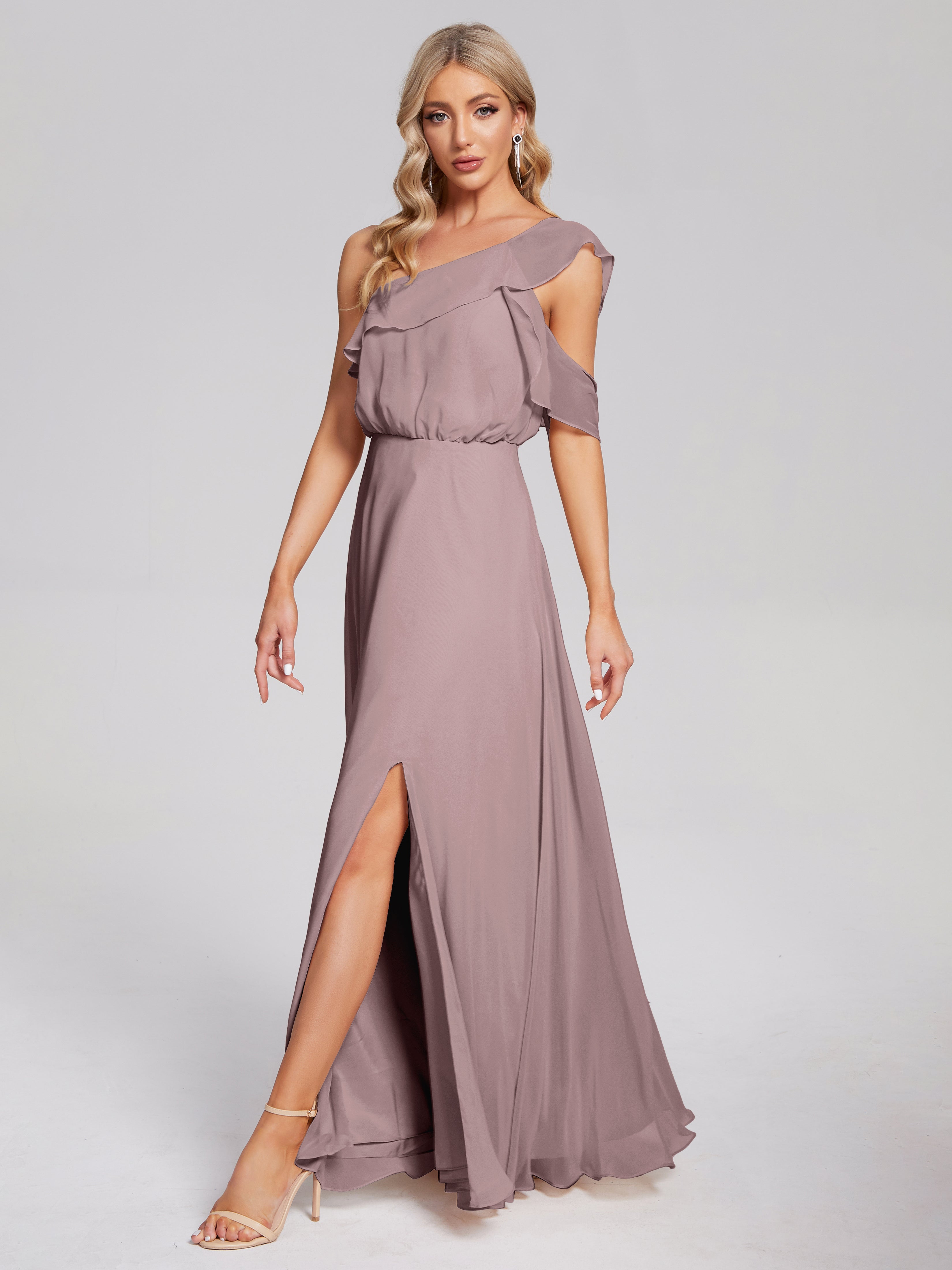 Paislee One Shoulder Ruffles Chiffon Bridesmaid Dress