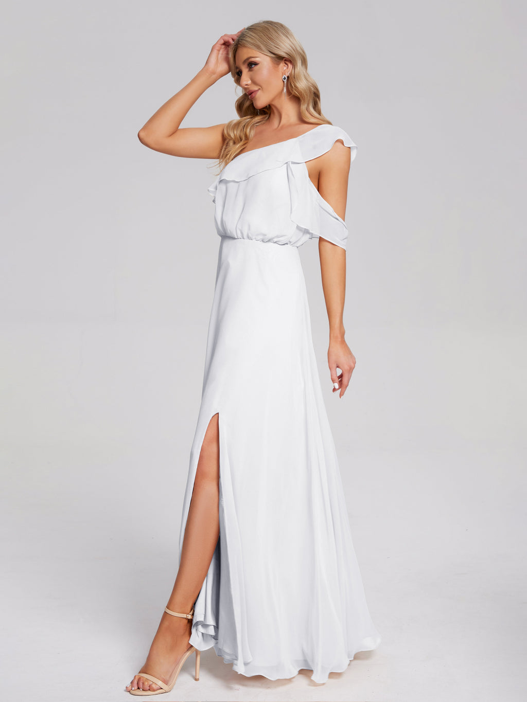 Paislee One Shoulder Ruffles Chiffon Bridesmaid Dress
