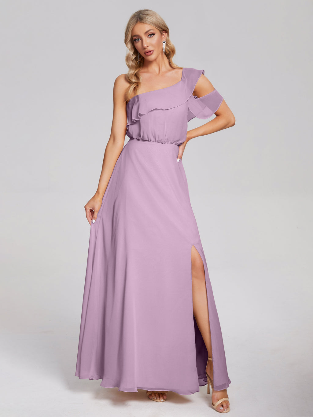 Paislee One Shoulder Ruffles Chiffon Bridesmaid Dress