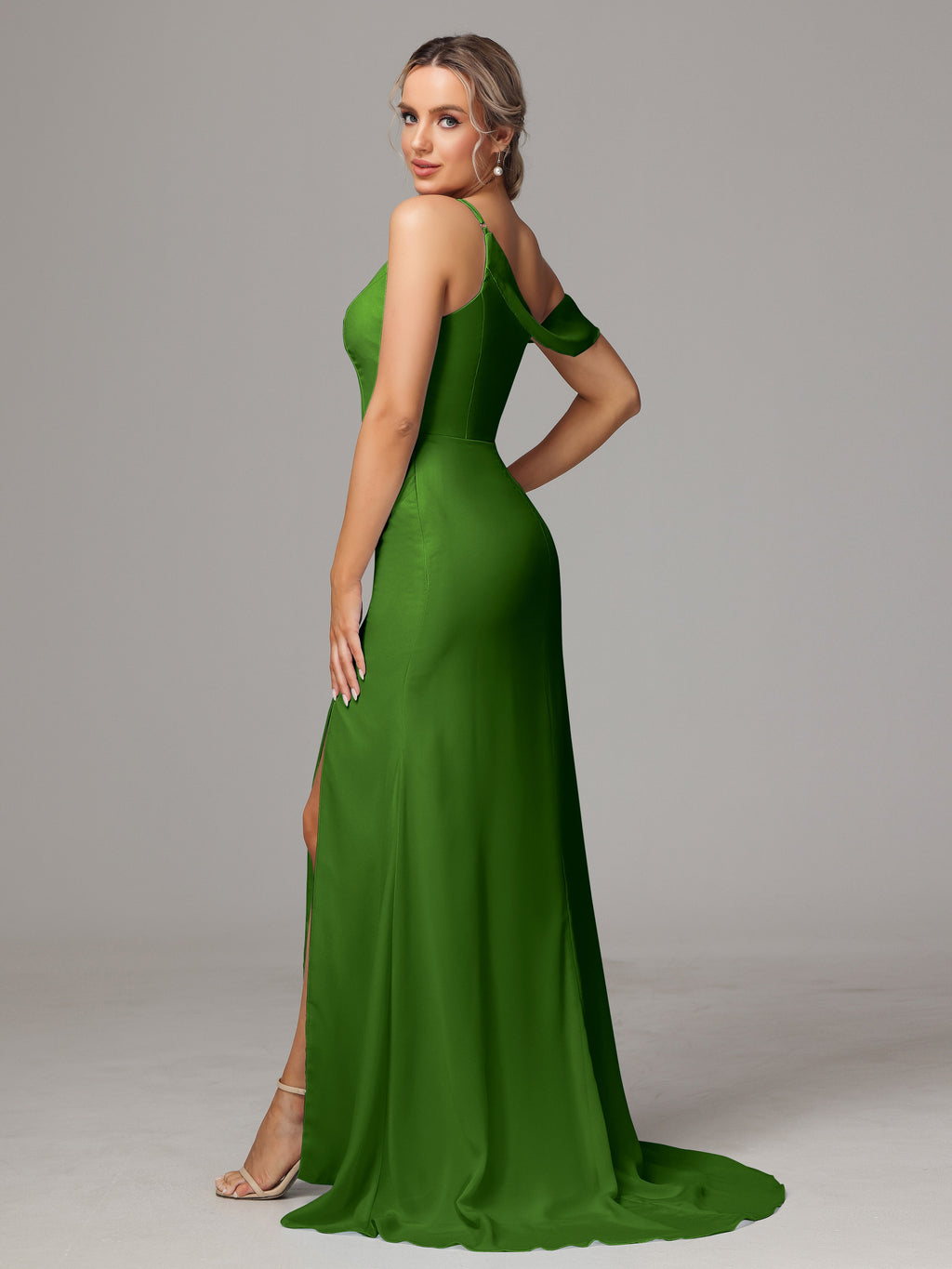 Sheath One Shoulder with Slit Chiffon Bridesmaid Dress