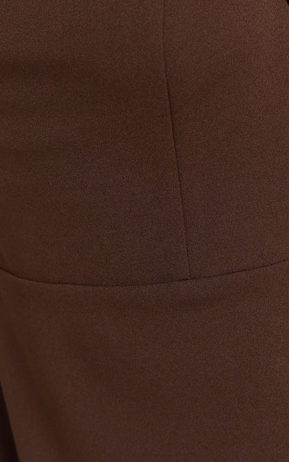 Salome Midi Dress Halter Neck Column Dress in Chocolate