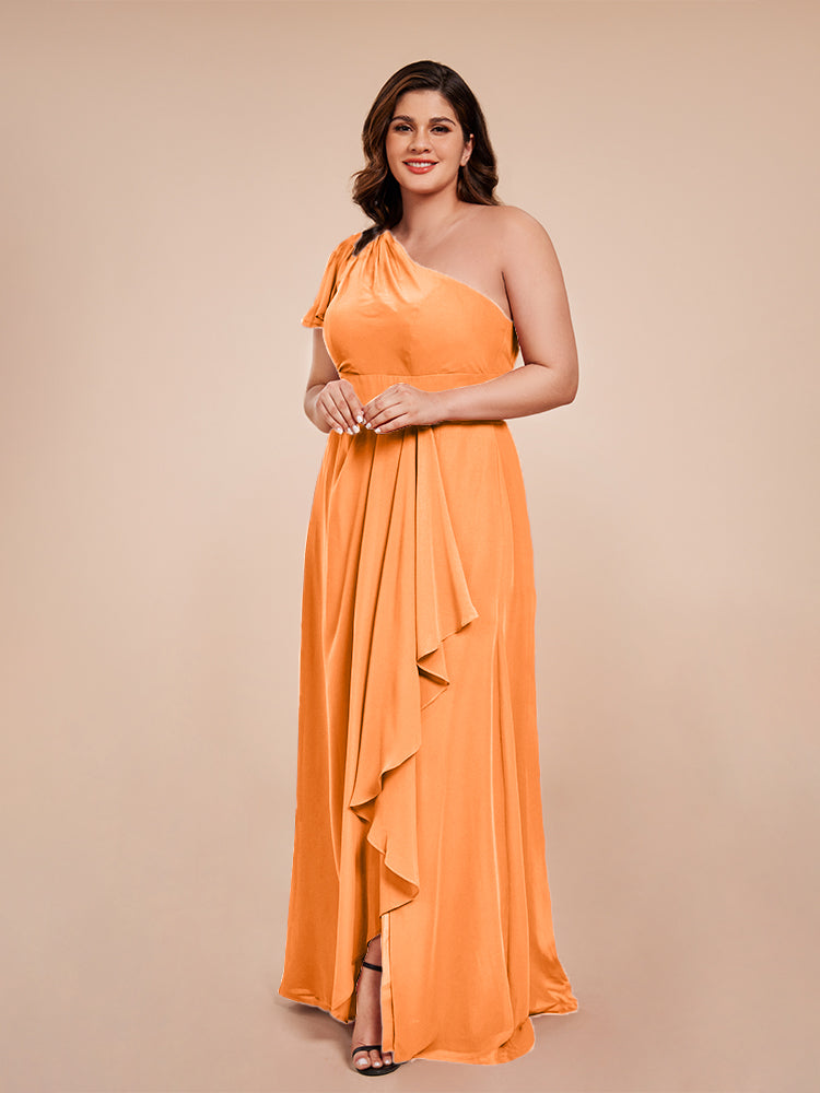 Samara Side Slit One Shoulder Chiffon Plus Size Bridesmaid Dress