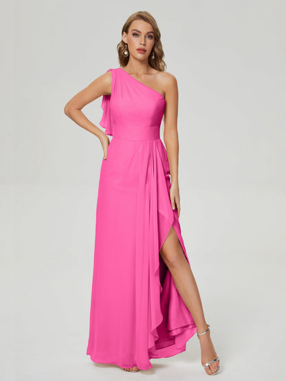 Samara Side Slit One Shoulder Chiffon Bridesmaid Dress