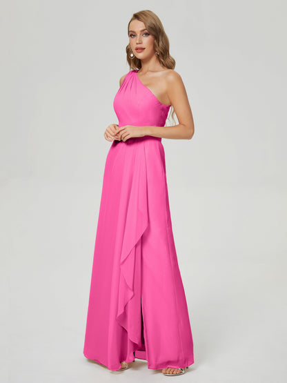 Samara Side Slit One Shoulder Chiffon Bridesmaid Dress