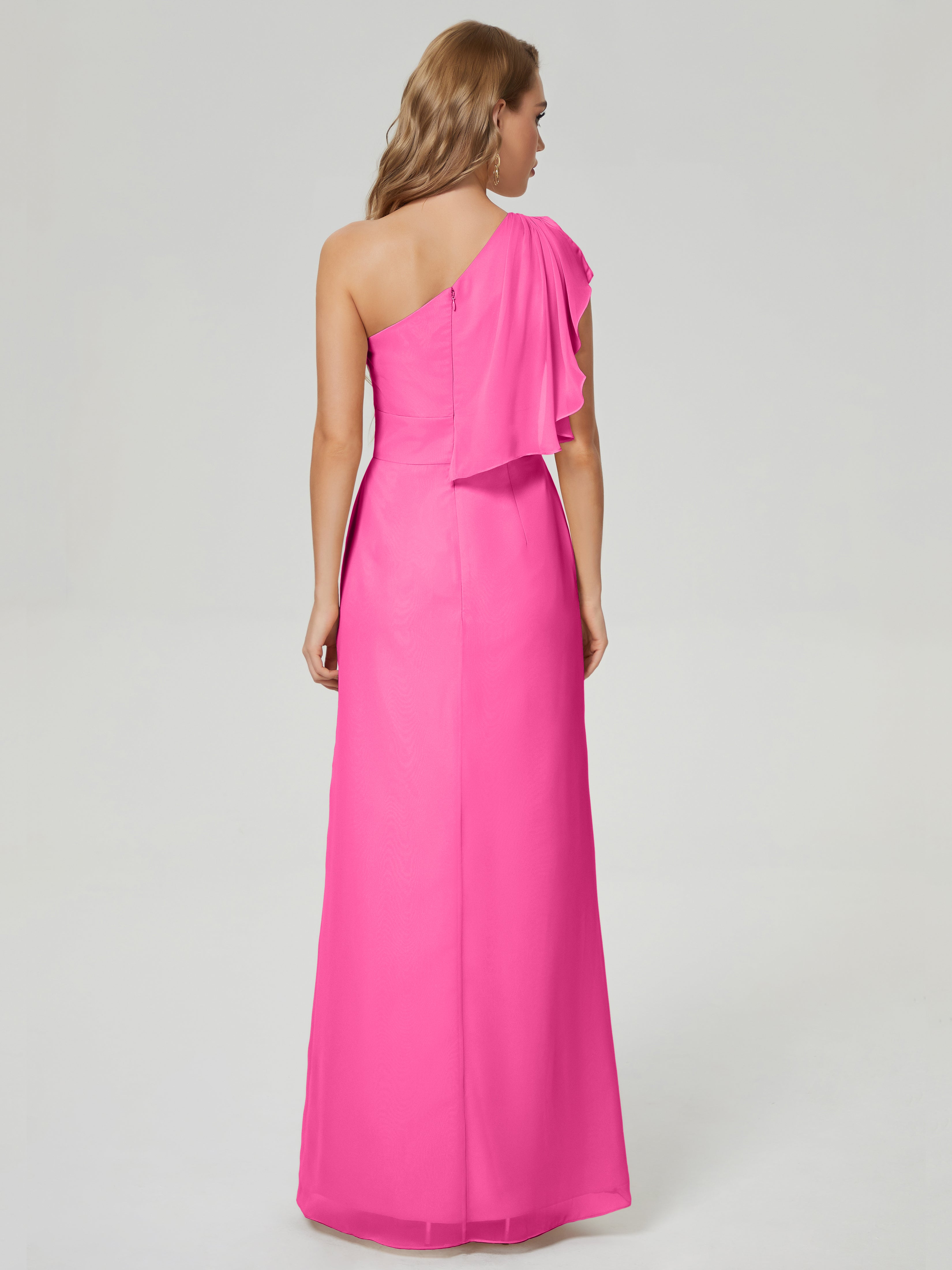 Samara Side Slit One Shoulder Chiffon Bridesmaid Dress