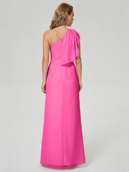 Samara Side Slit One Shoulder Chiffon Bridesmaid Dress