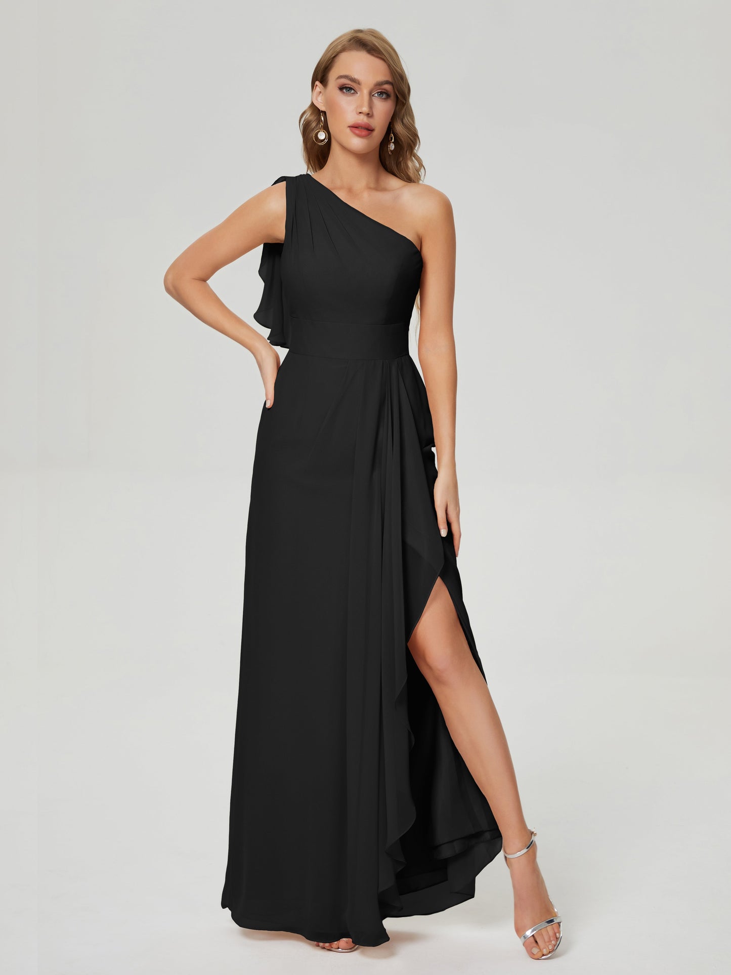 Samara Side Slit One Shoulder Chiffon Bridesmaid Dress