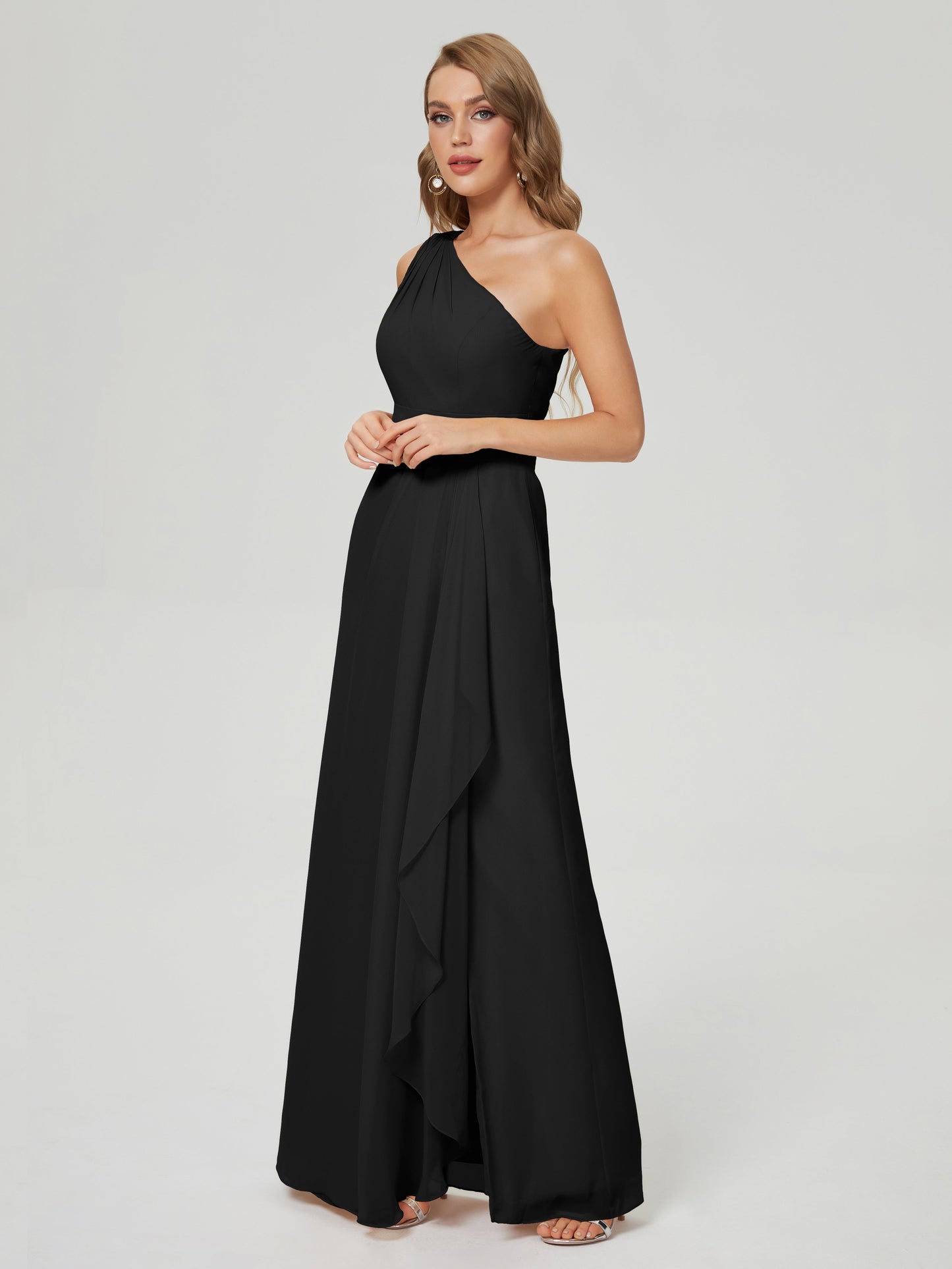 Samara Side Slit One Shoulder Chiffon Bridesmaid Dress