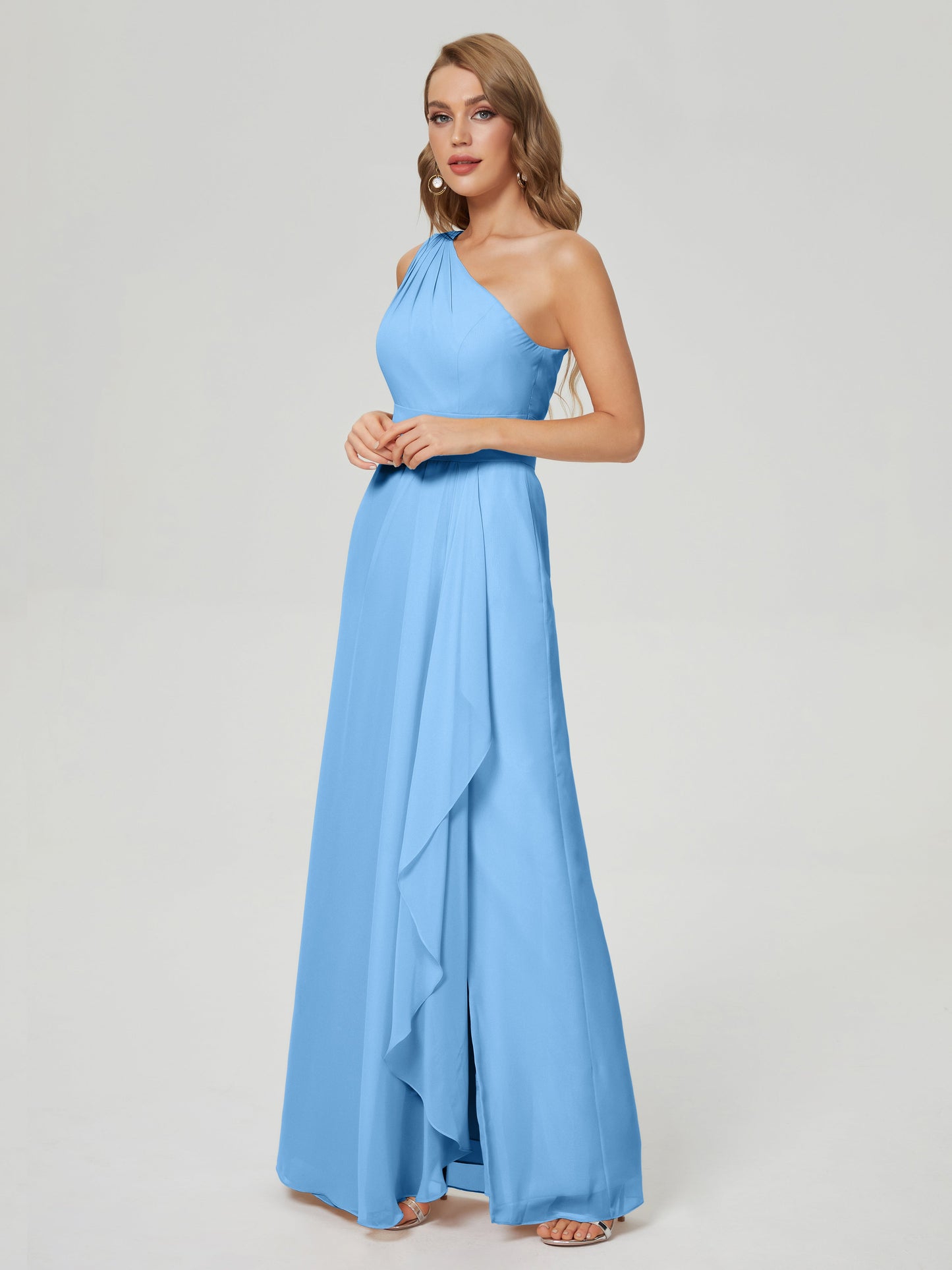 Samara Side Slit One Shoulder Chiffon Bridesmaid Dress
