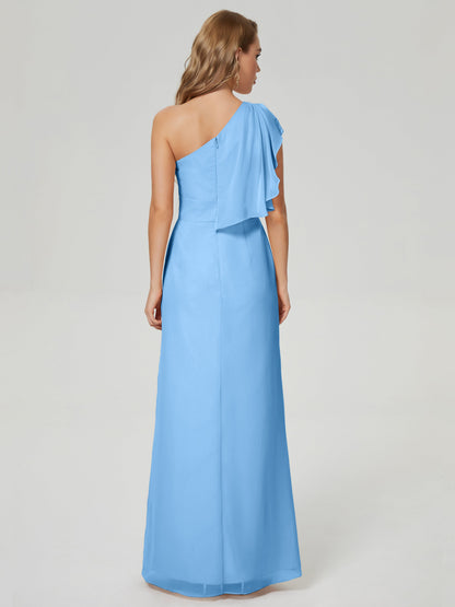 Samara Side Slit One Shoulder Chiffon Bridesmaid Dress