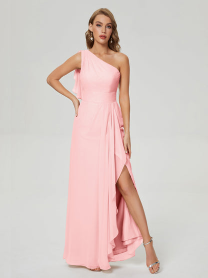 Samara Side Slit One Shoulder Chiffon Bridesmaid Dress