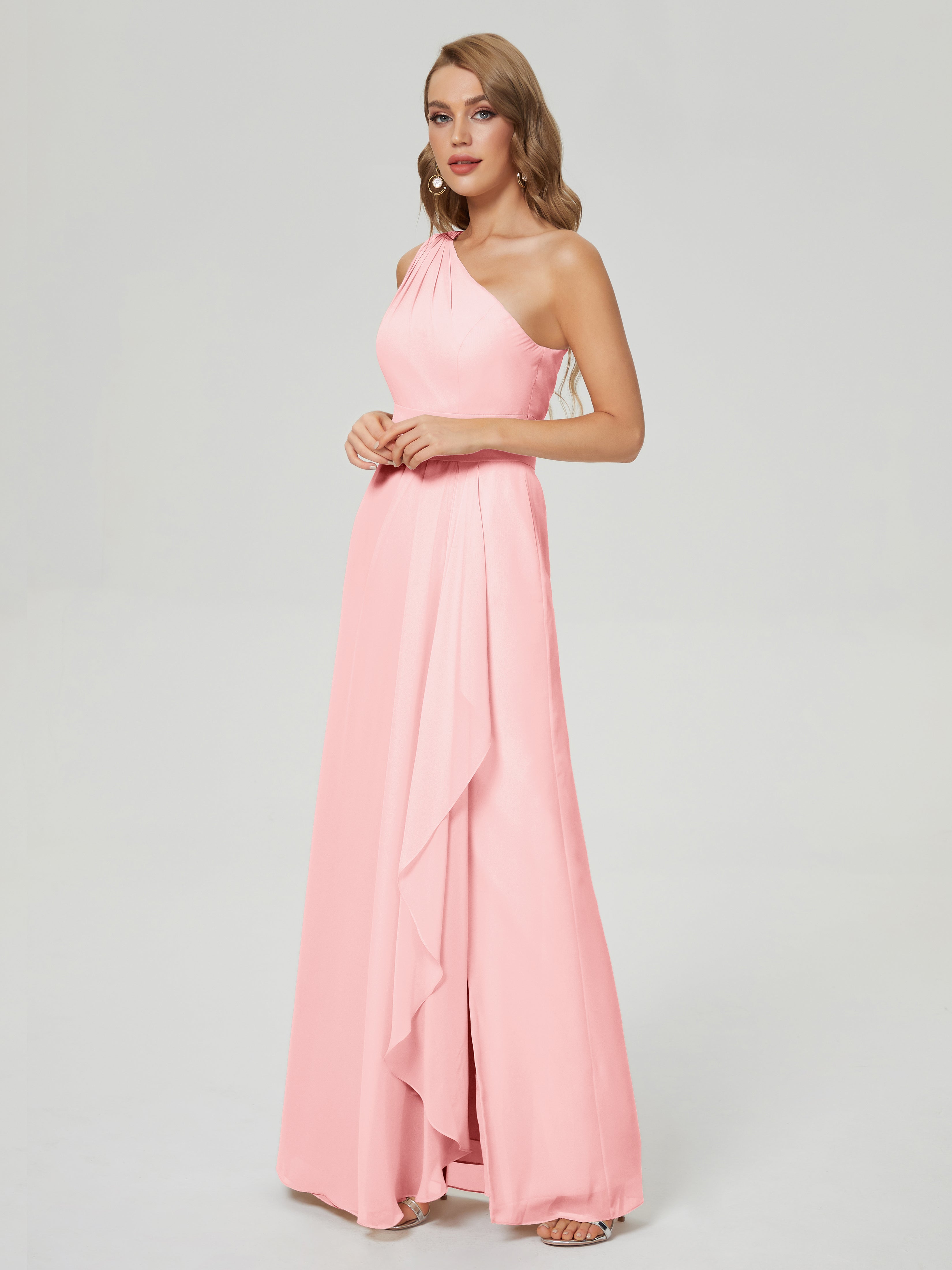 Samara Side Slit One Shoulder Chiffon Bridesmaid Dress