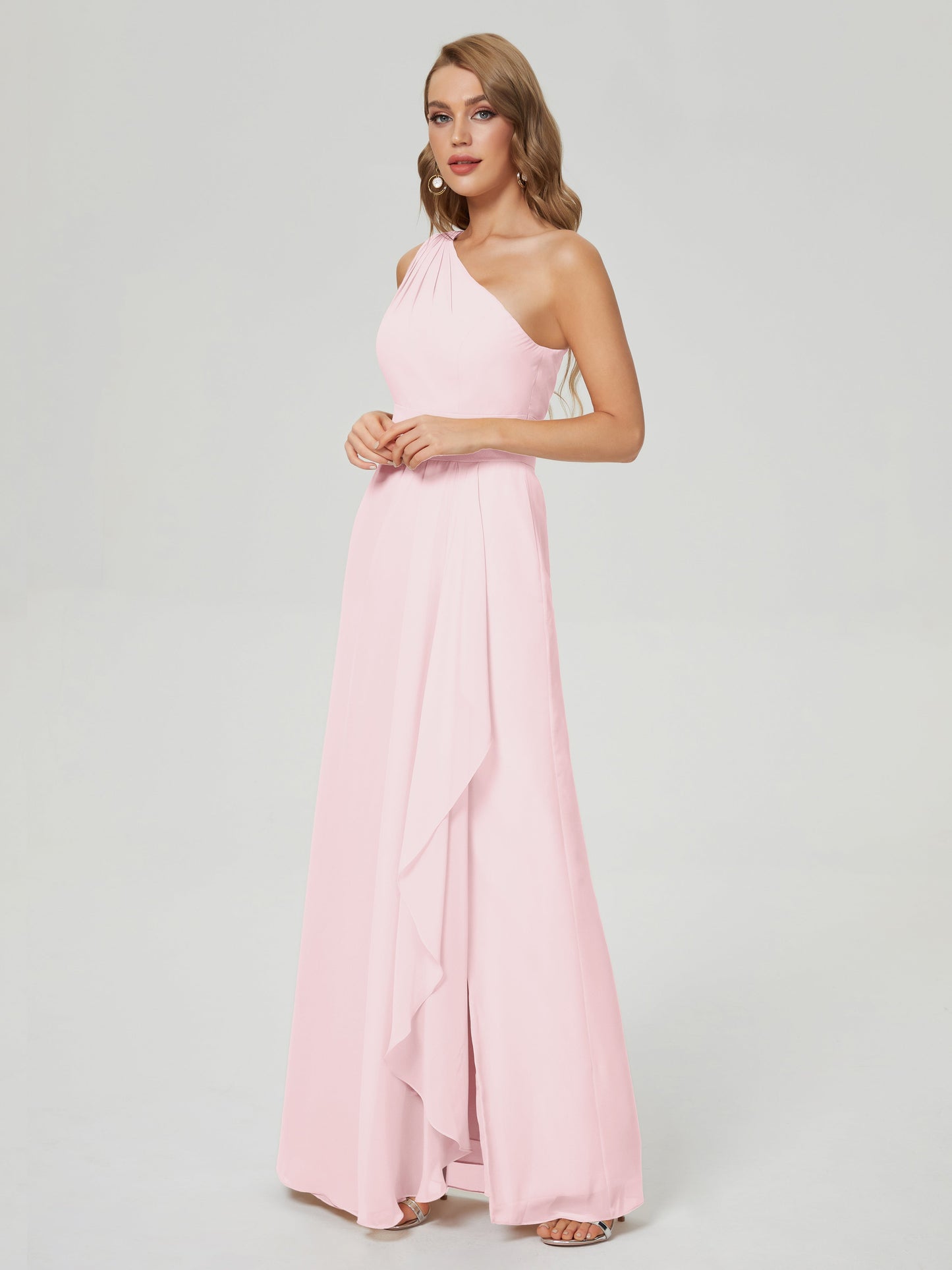 Samara Side Slit One Shoulder Chiffon Bridesmaid Dress