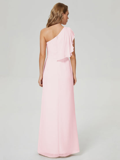 Samara Side Slit One Shoulder Chiffon Bridesmaid Dress