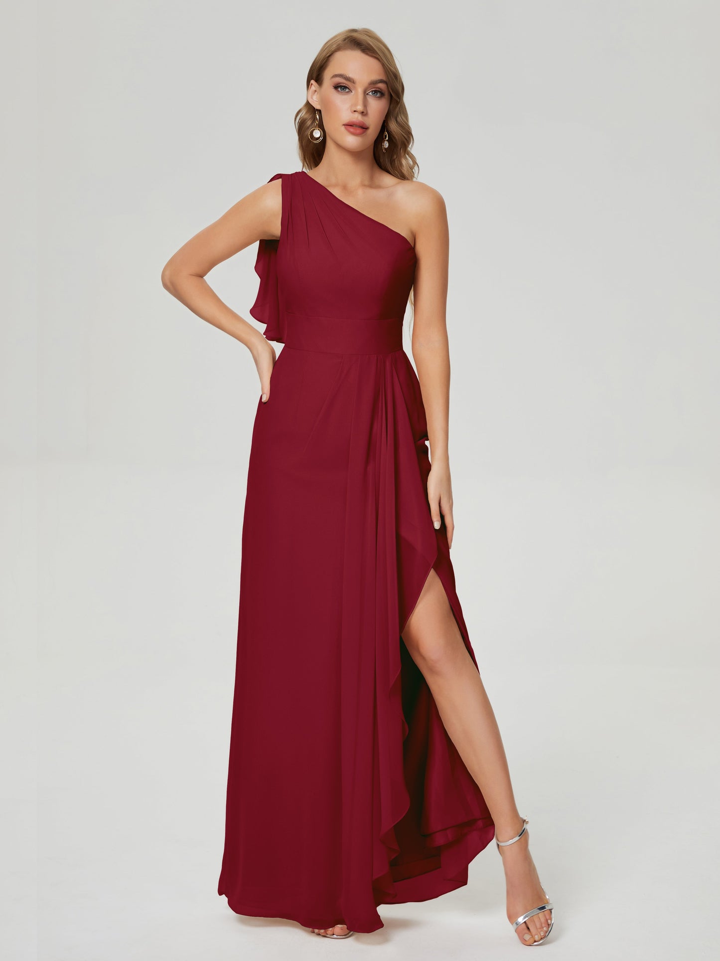 Samara Side Slit One Shoulder Chiffon Bridesmaid Dress