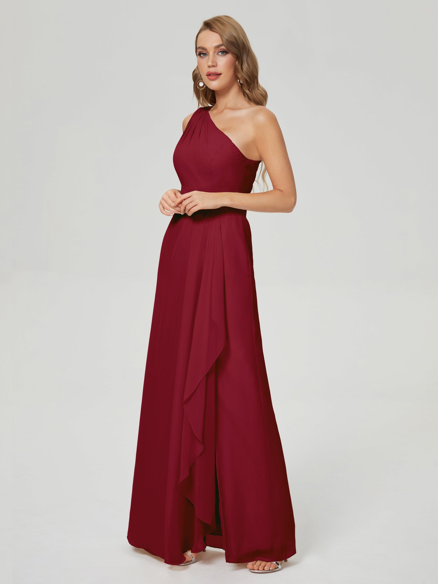 Samara Side Slit One Shoulder Chiffon Bridesmaid Dress