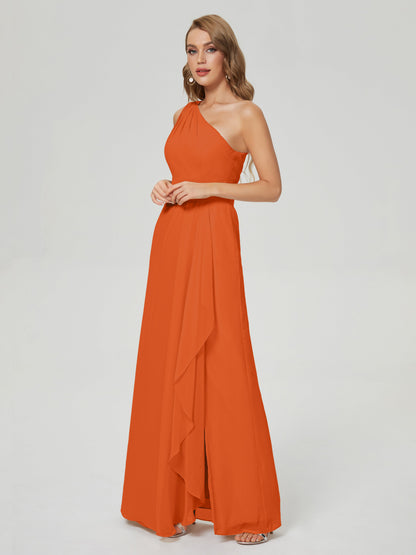 Samara Side Slit One Shoulder Chiffon Bridesmaid Dress