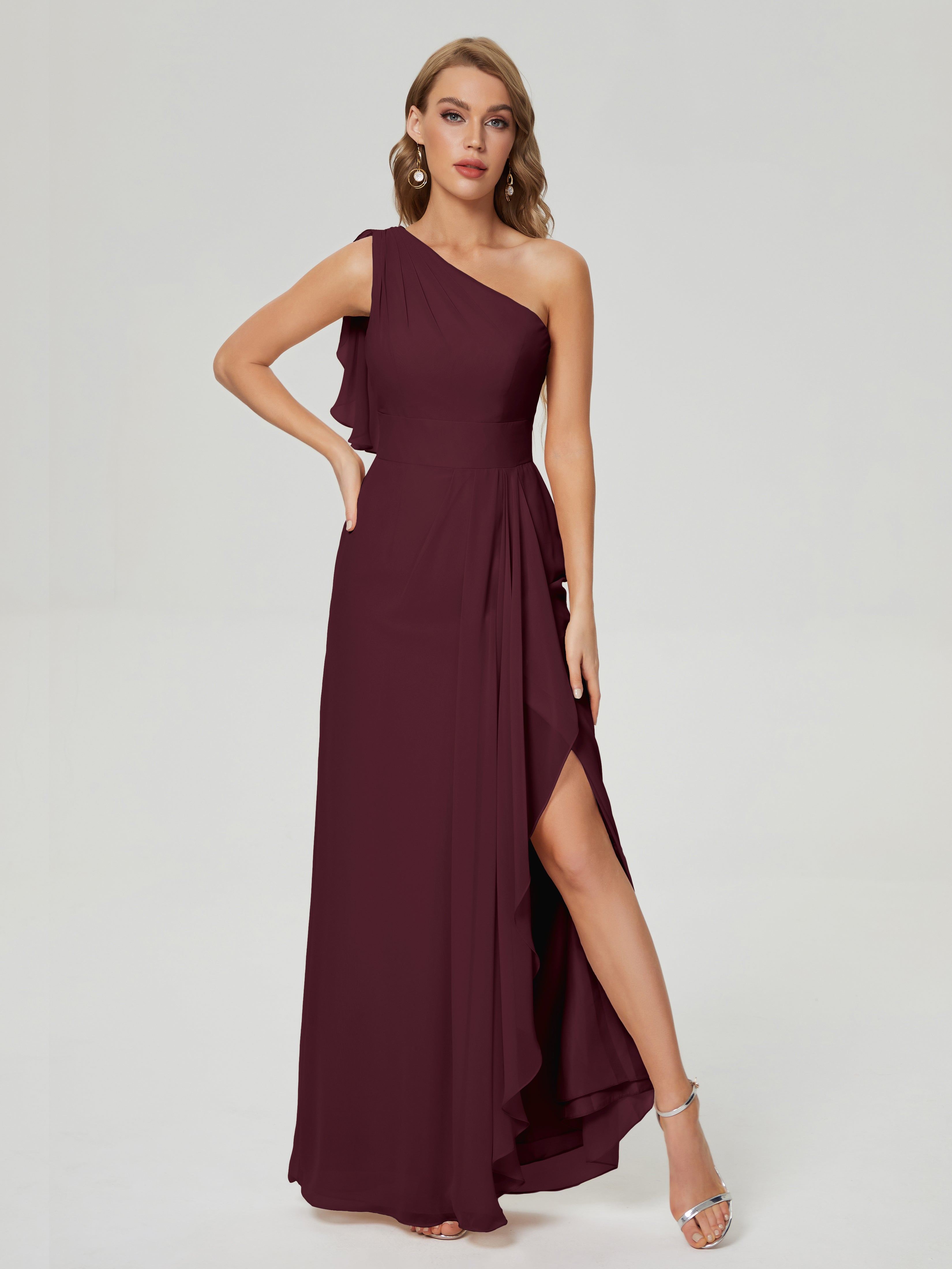 Samara Side Slit One Shoulder Chiffon Bridesmaid Dress
