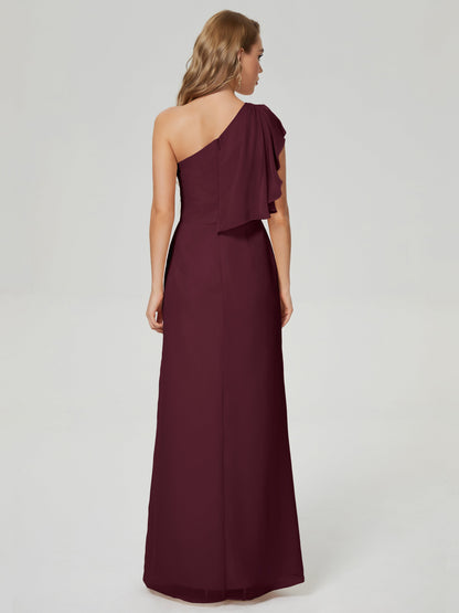 Samara Side Slit One Shoulder Chiffon Bridesmaid Dress