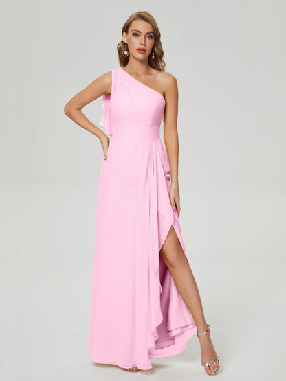 Samara Side Slit One Shoulder Chiffon Bridesmaid Dress